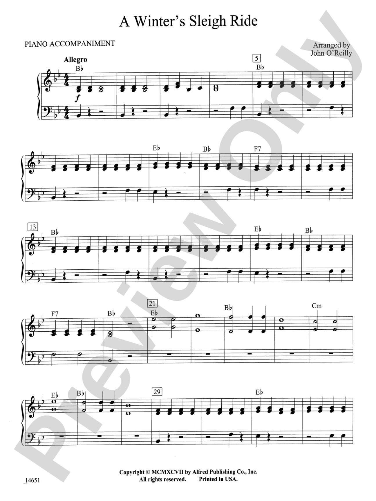 A Winter's Sleighride: Piano Accompaniment