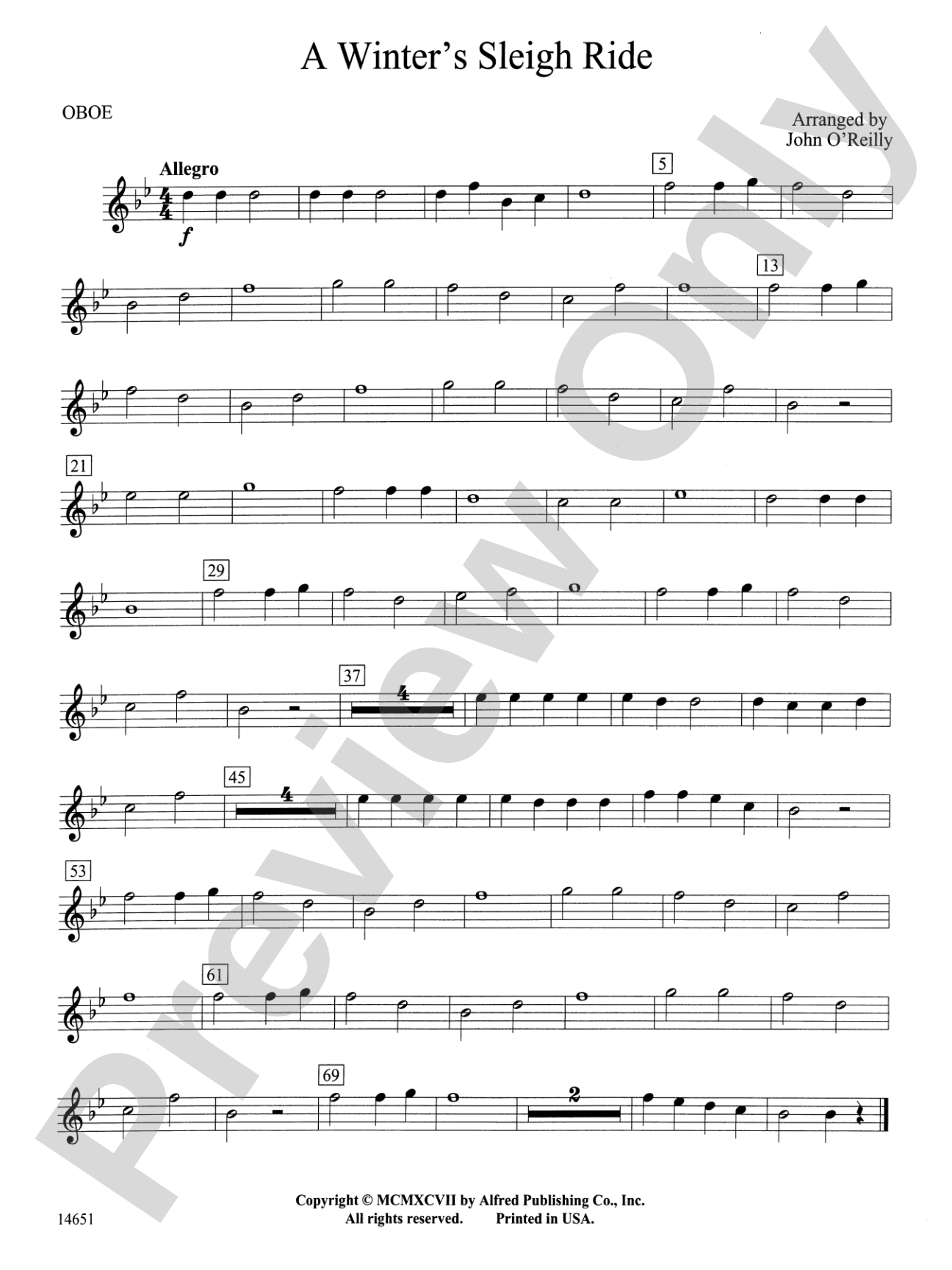 A Winter's Sleighride: Oboe