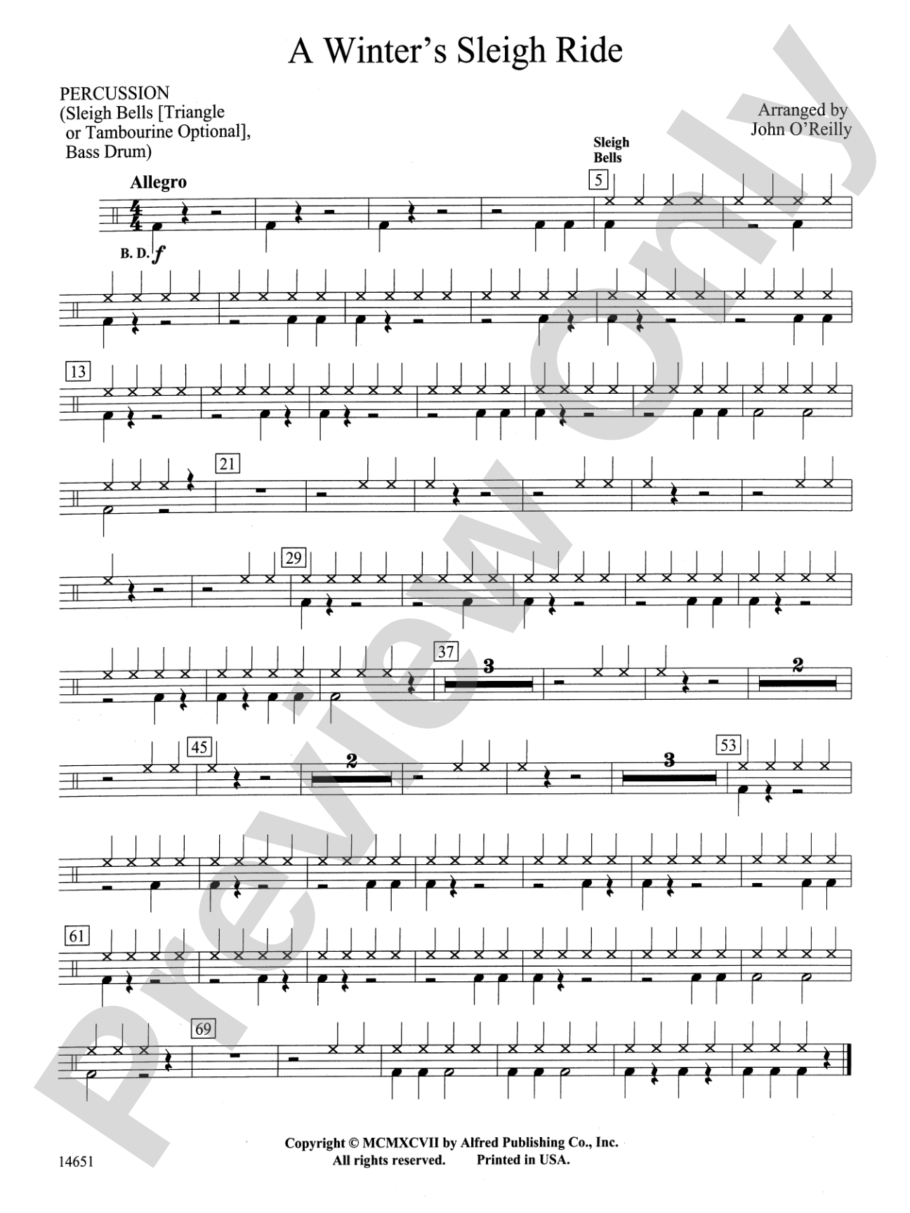 A Winter's Sleighride: 1st Percussion