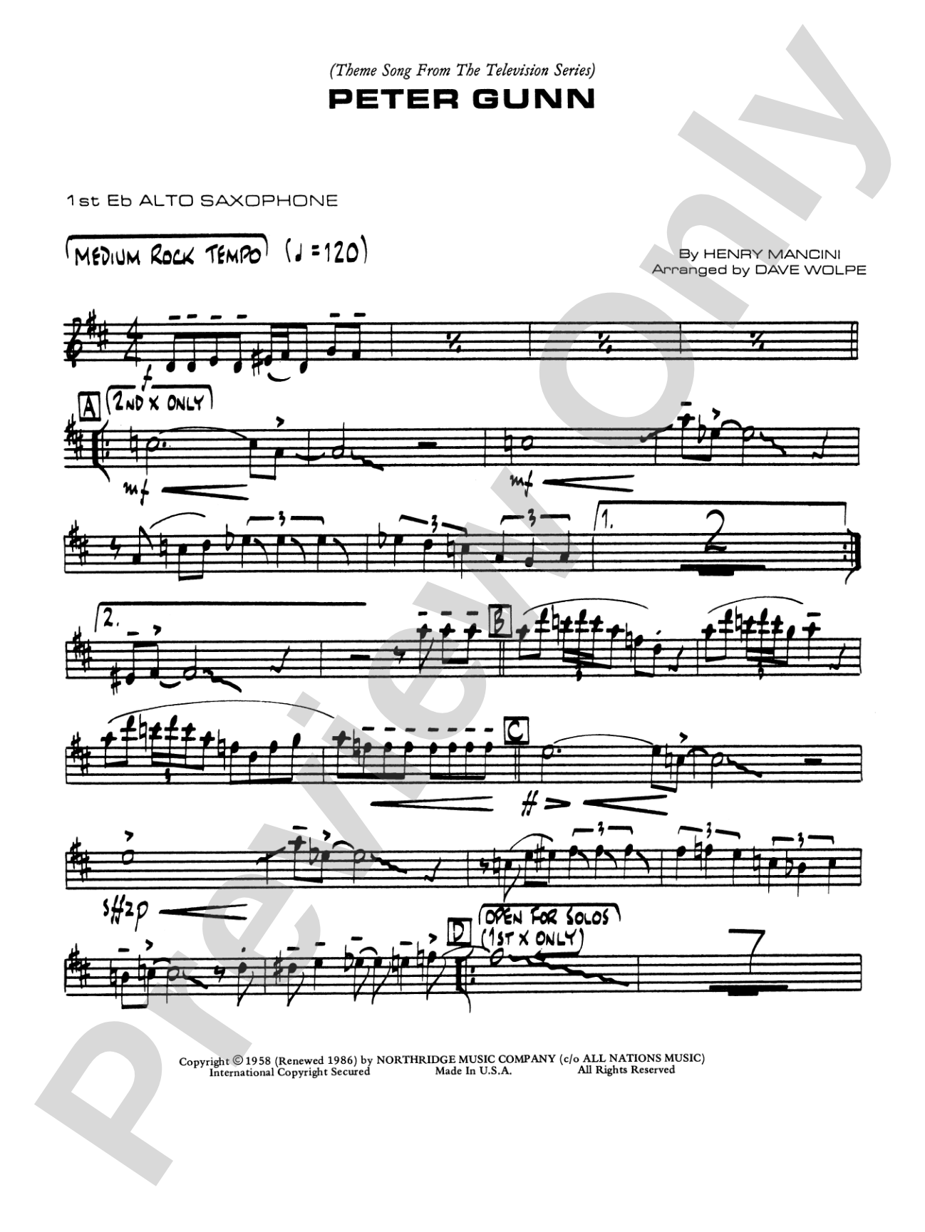 Peter Gunn: E-flat Alto Saxophone