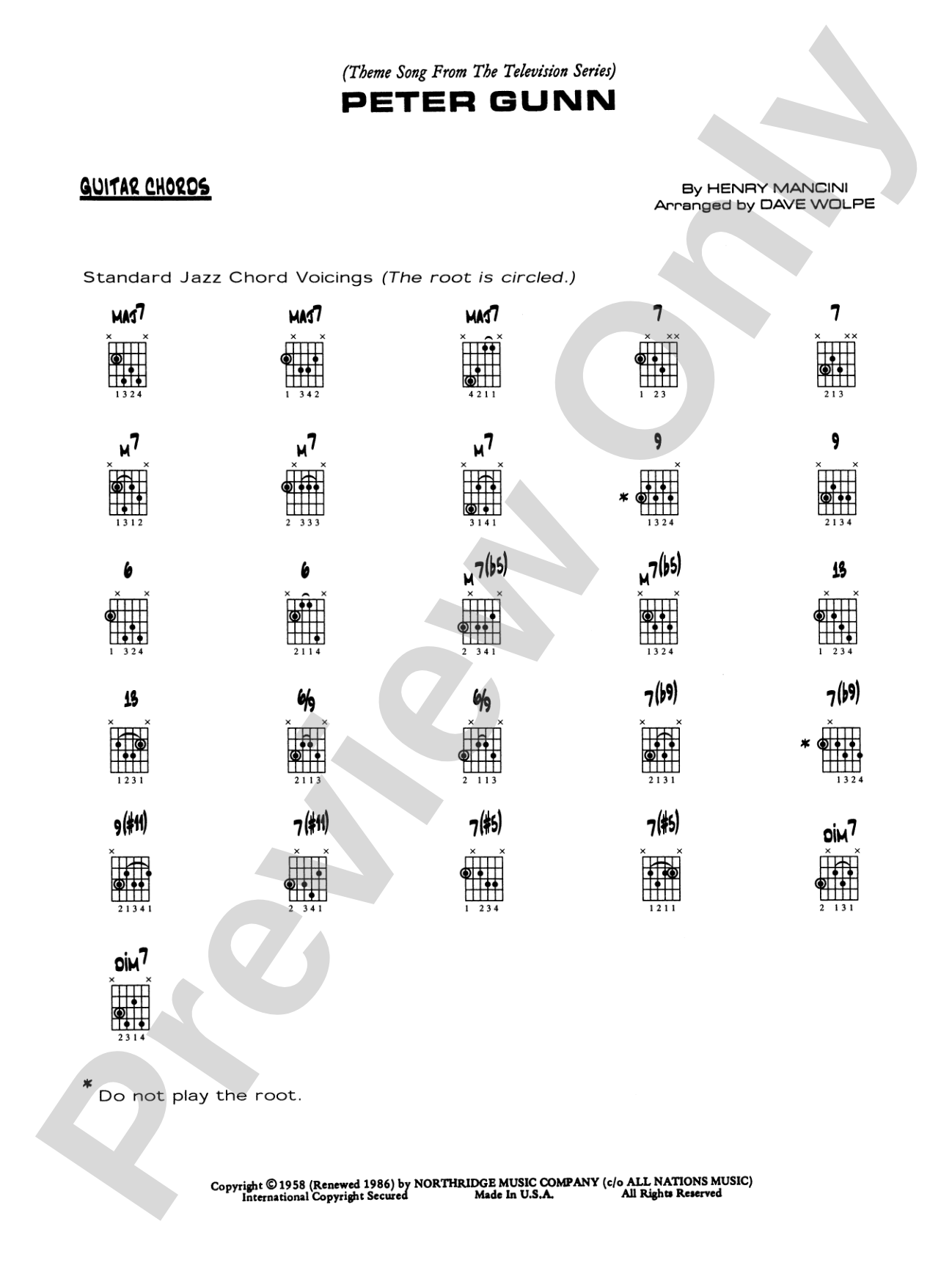 Peter Gunn: Guitar Chords