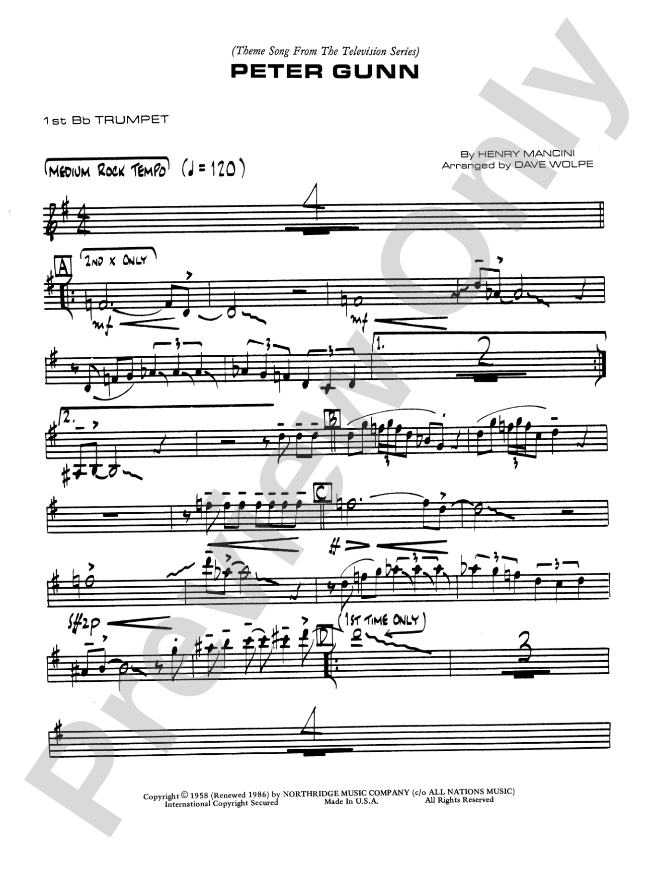 Peter Gunn: 1st B-flat Trumpet