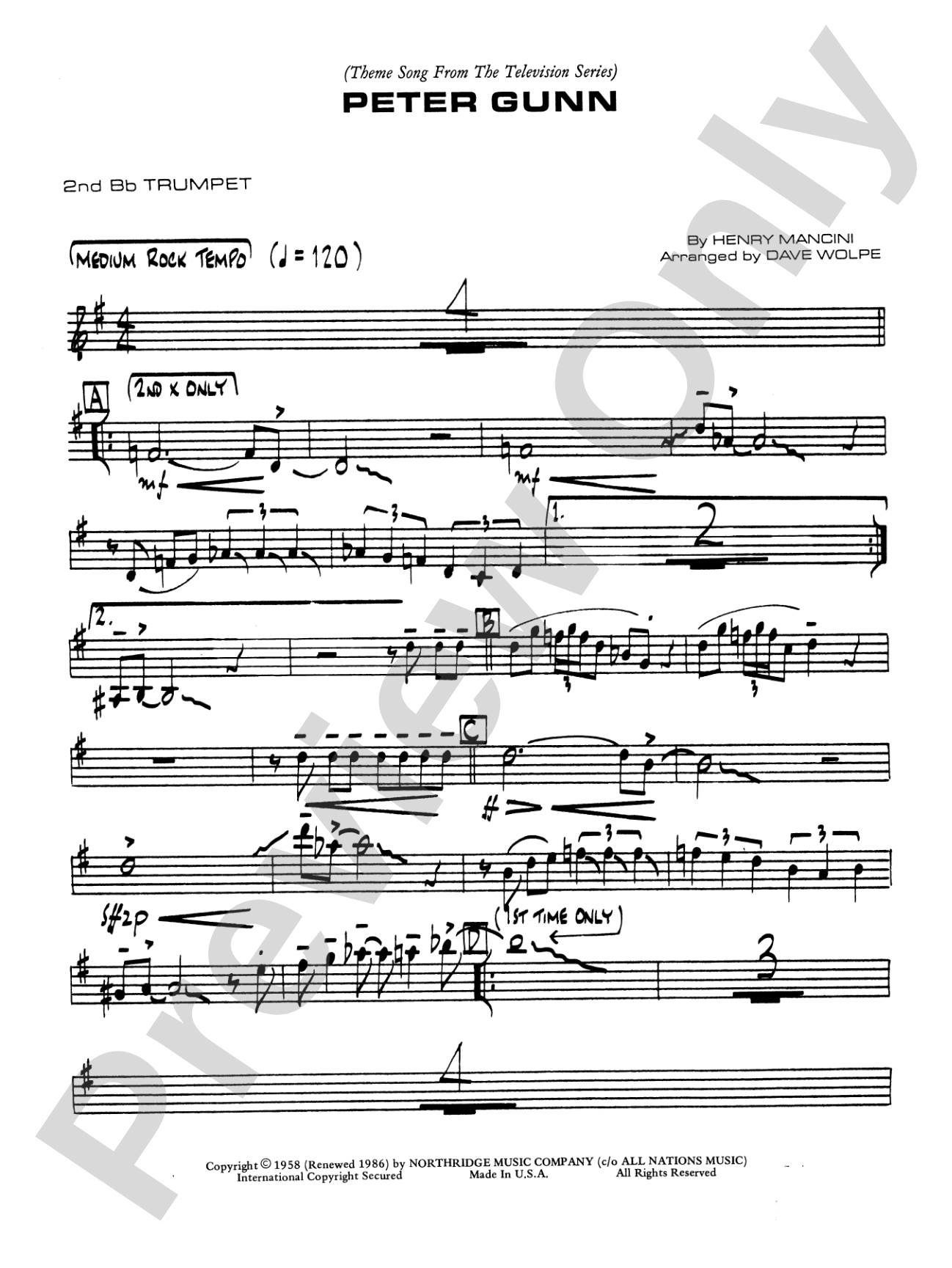 Peter Gunn: 2nd B-flat Trumpet