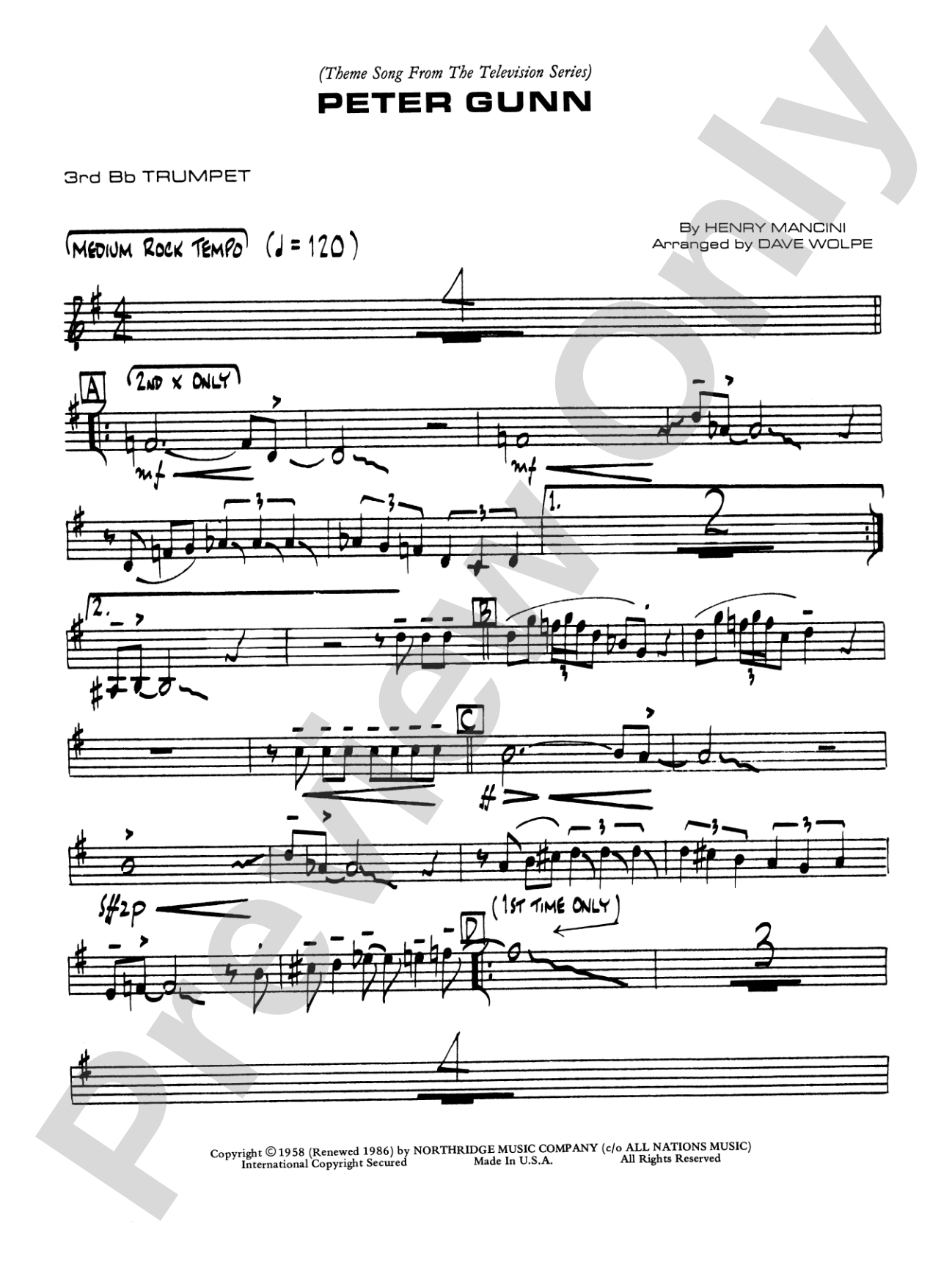 Peter Gunn: 3rd B-flat Trumpet