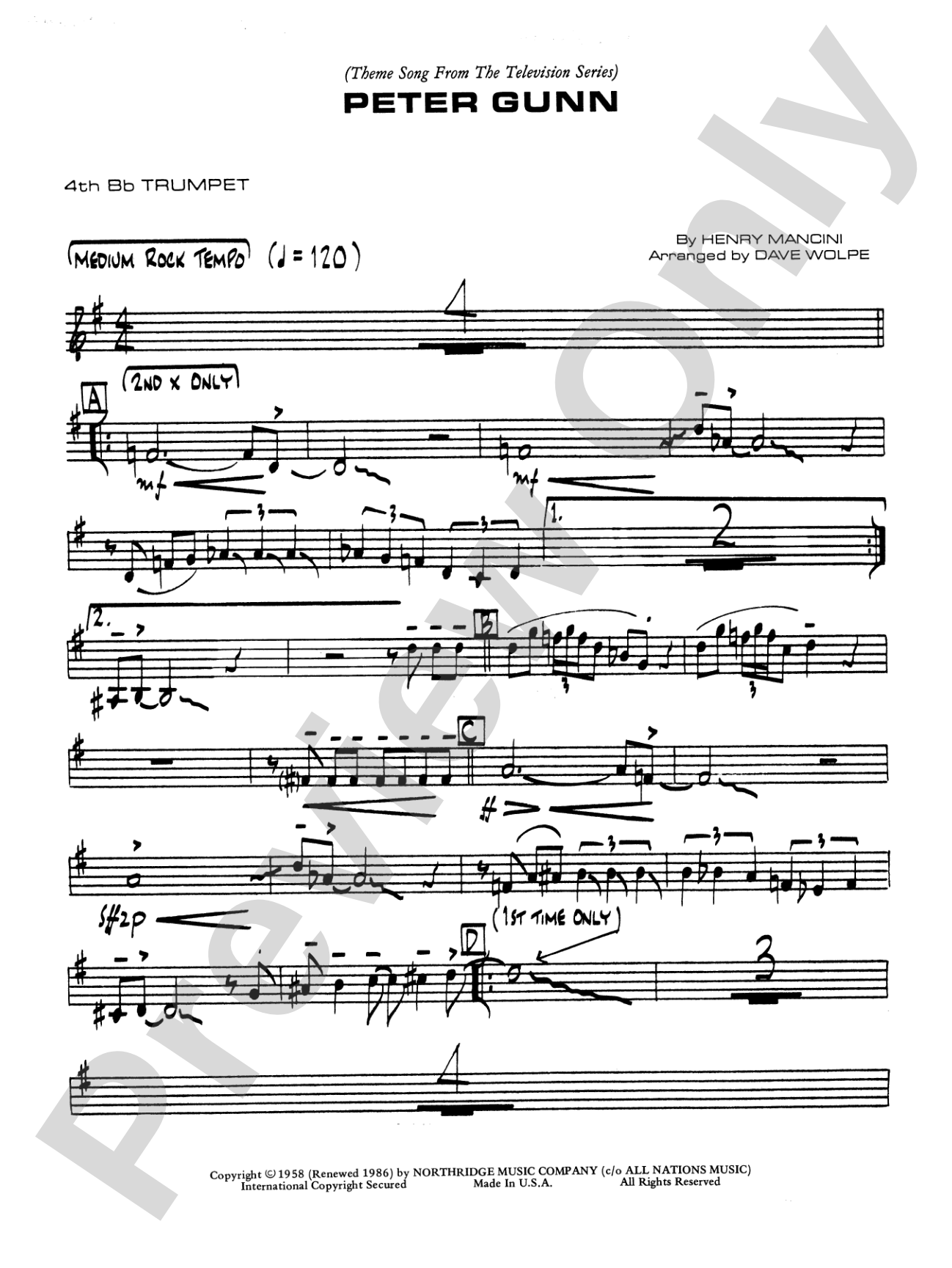 Peter Gunn: 4th B-flat Trumpet