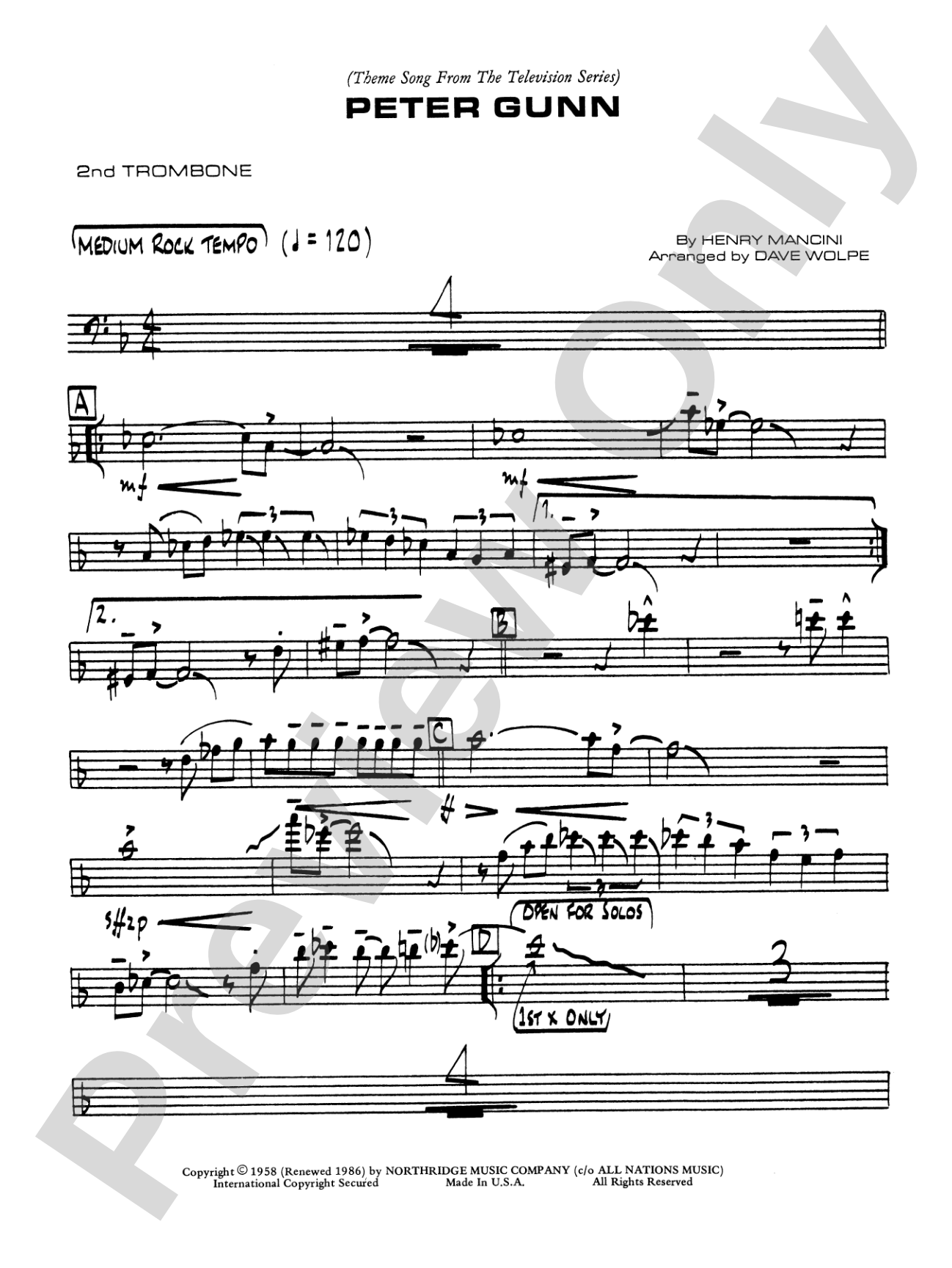 Peter Gunn: 2nd Trombone