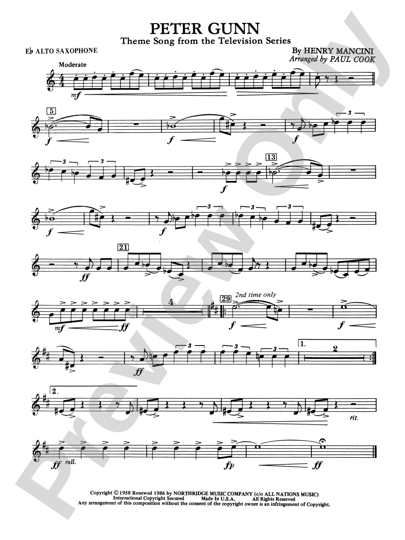 Peter Gunn: E-flat Alto Saxophone