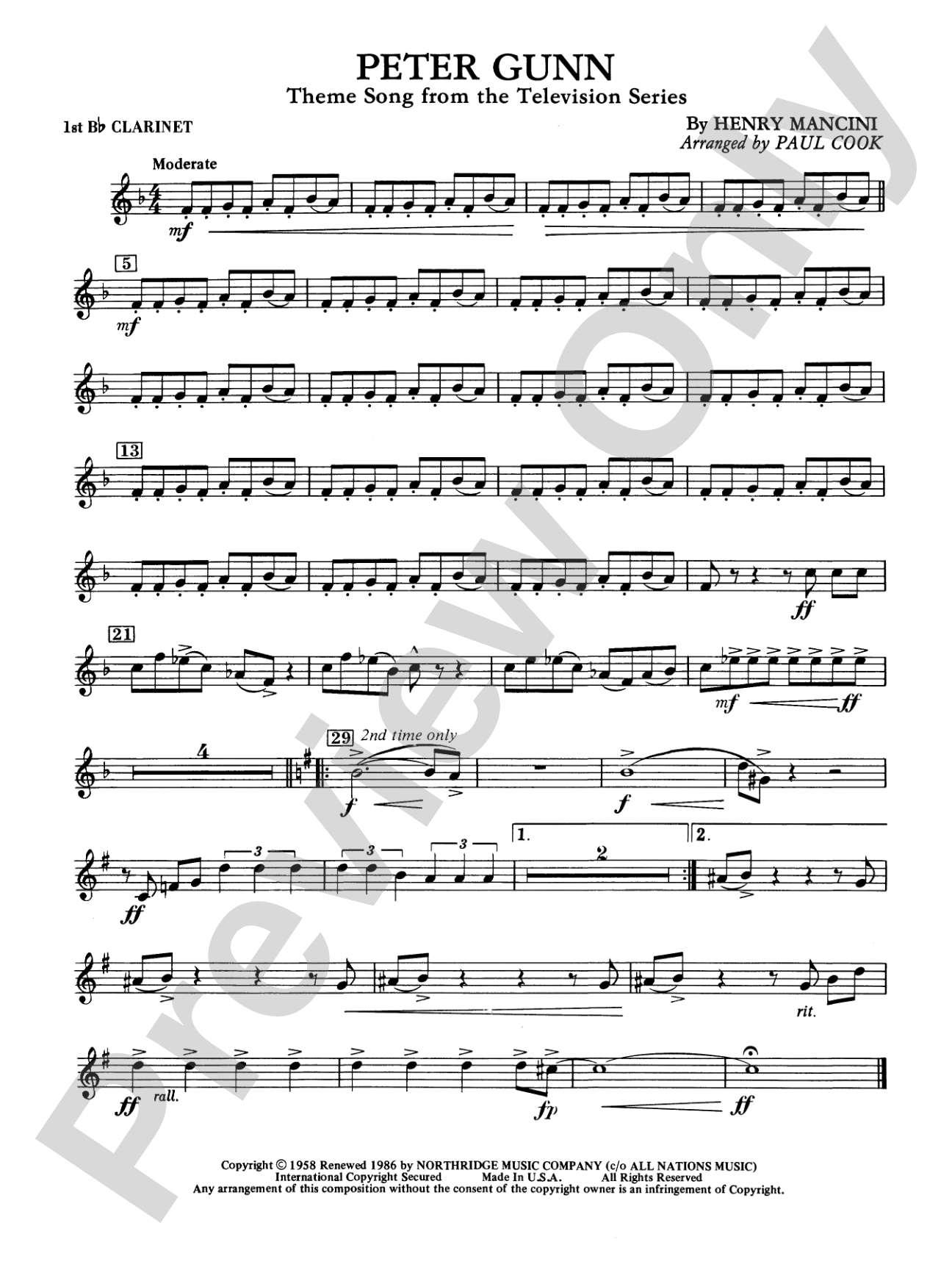 Peter Gunn: 1st B-flat Clarinet