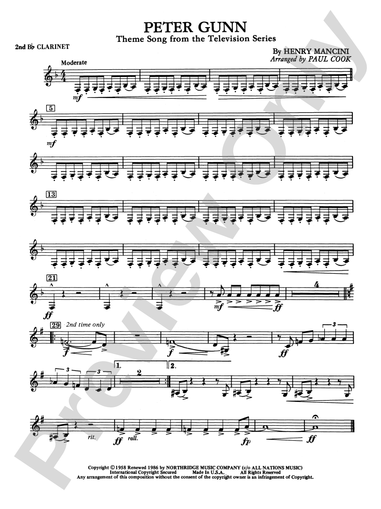 Peter Gunn: 2nd B-flat Clarinet