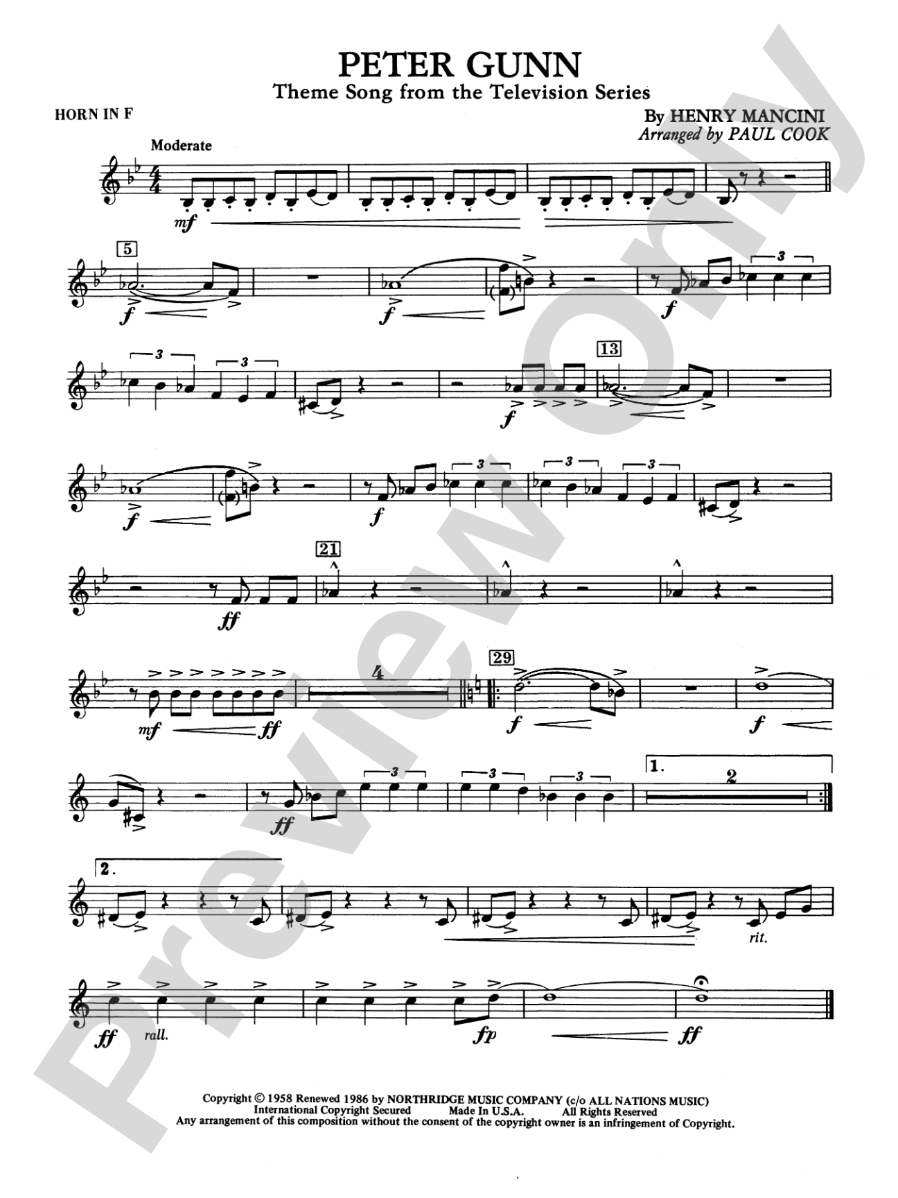 Peter Gunn: 1st F Horn