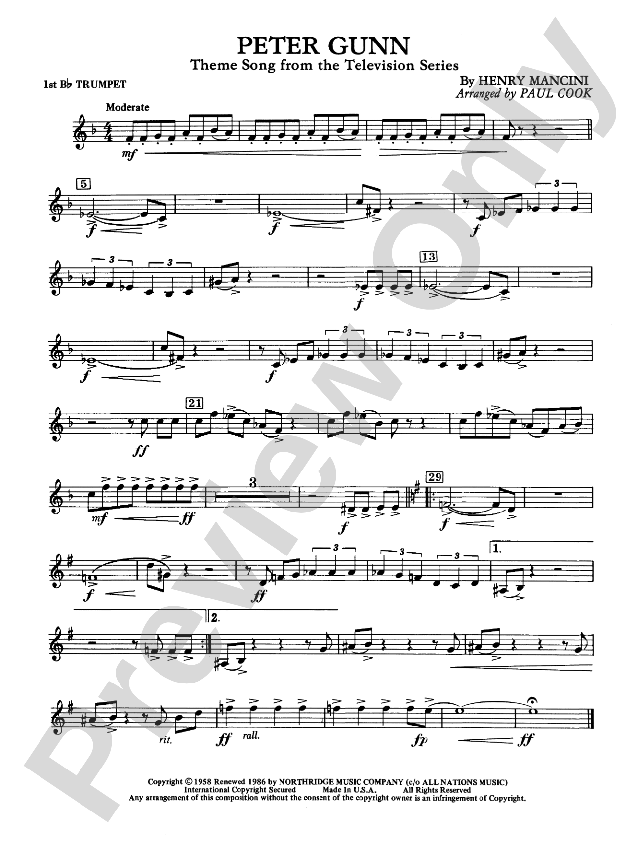 Peter Gunn: 1st B-flat Trumpet