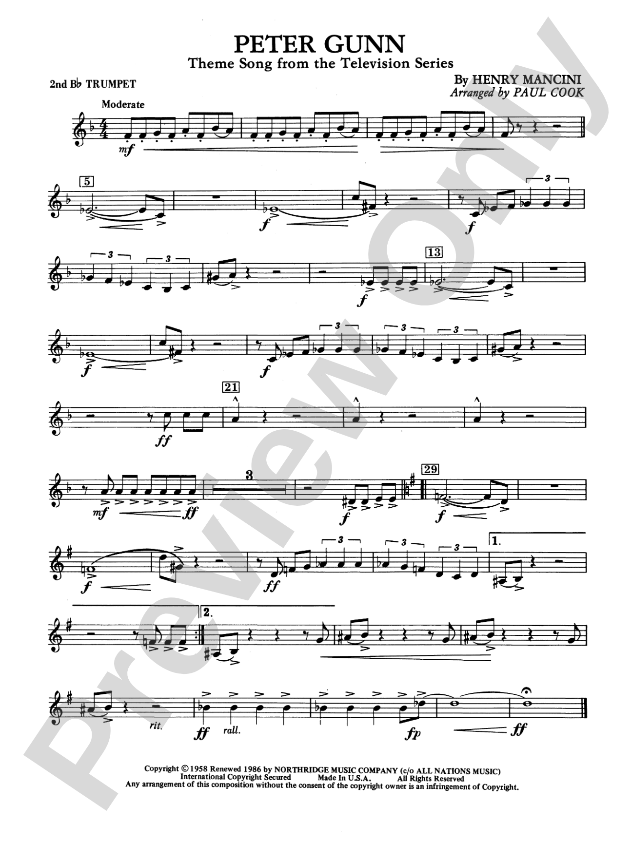 Peter Gunn: 2nd B-flat Trumpet