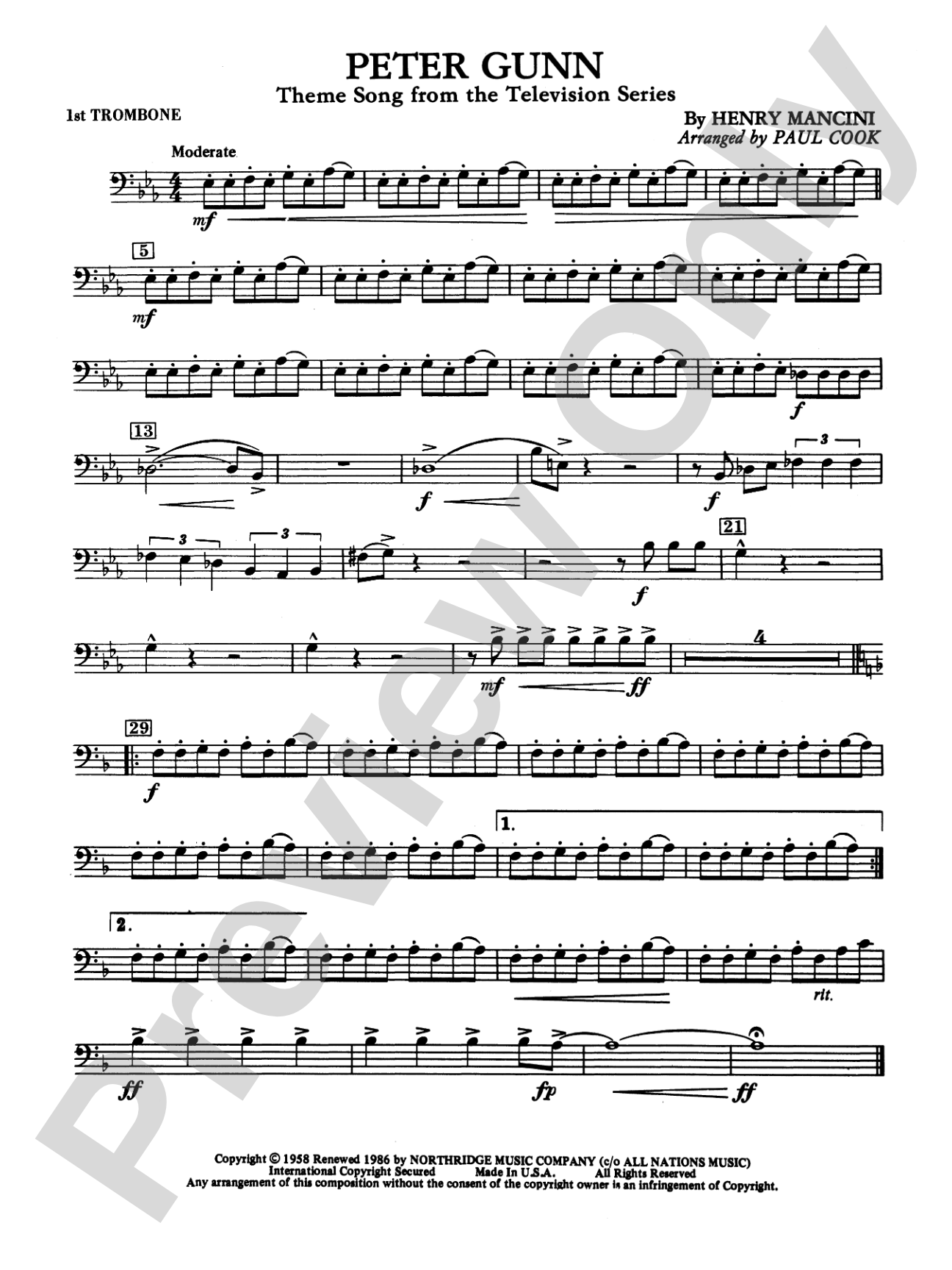 Peter Gunn: 1st Trombone