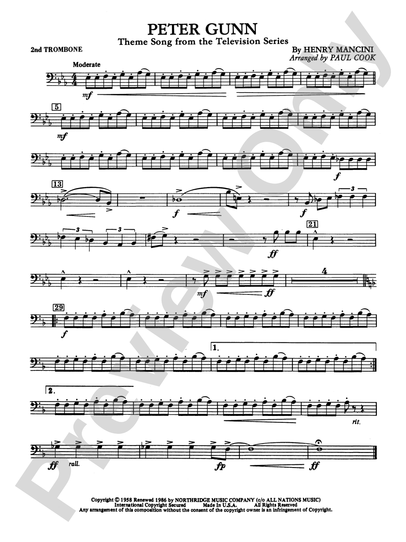 Peter Gunn: 2nd Trombone