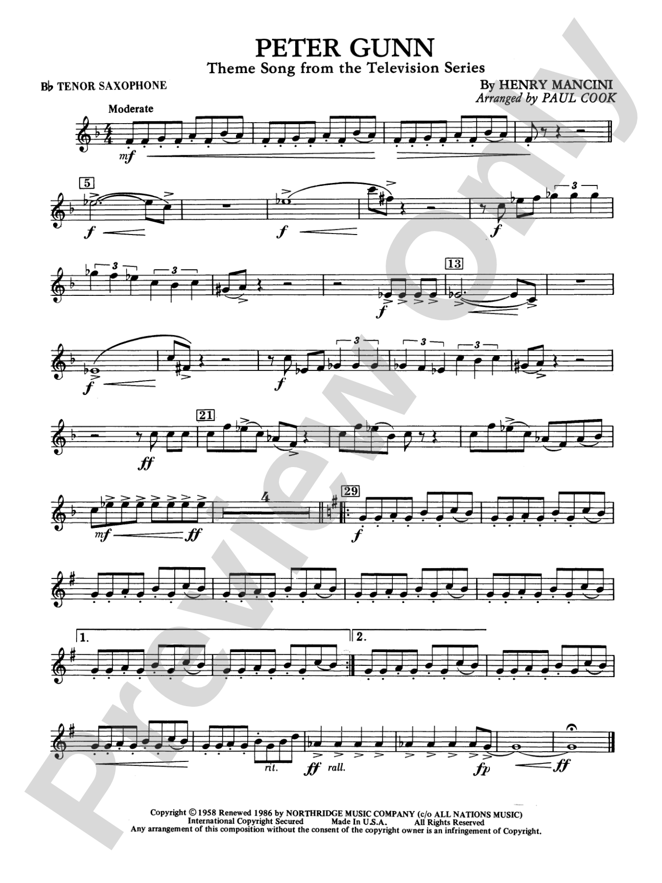 Peter Gunn: B-flat Tenor Saxophone