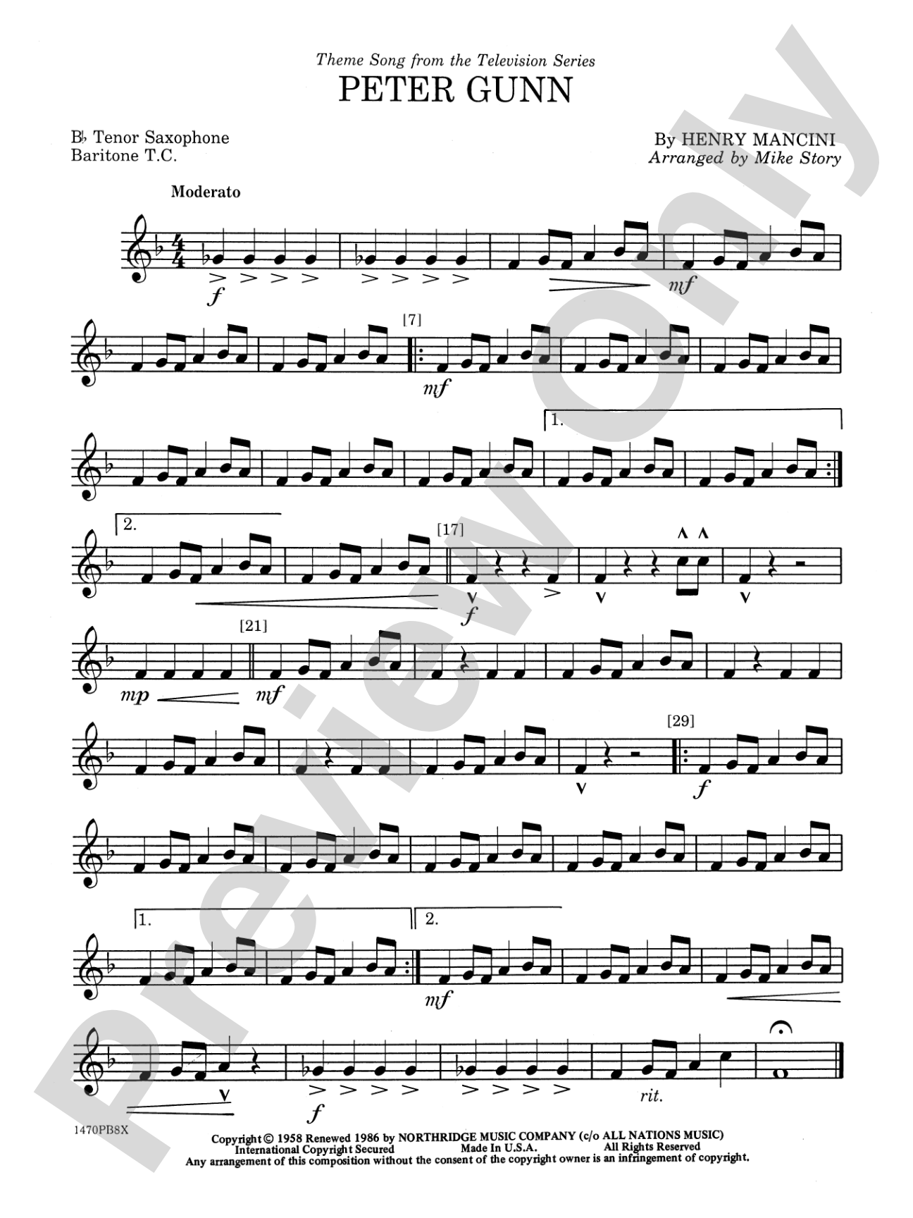 Peter Gunn: B-flat Tenor Saxophone