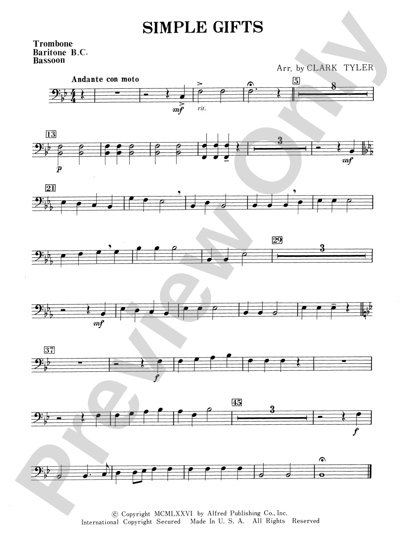 Simple Gifts (Shaker Folk Tune): 1st Trombone