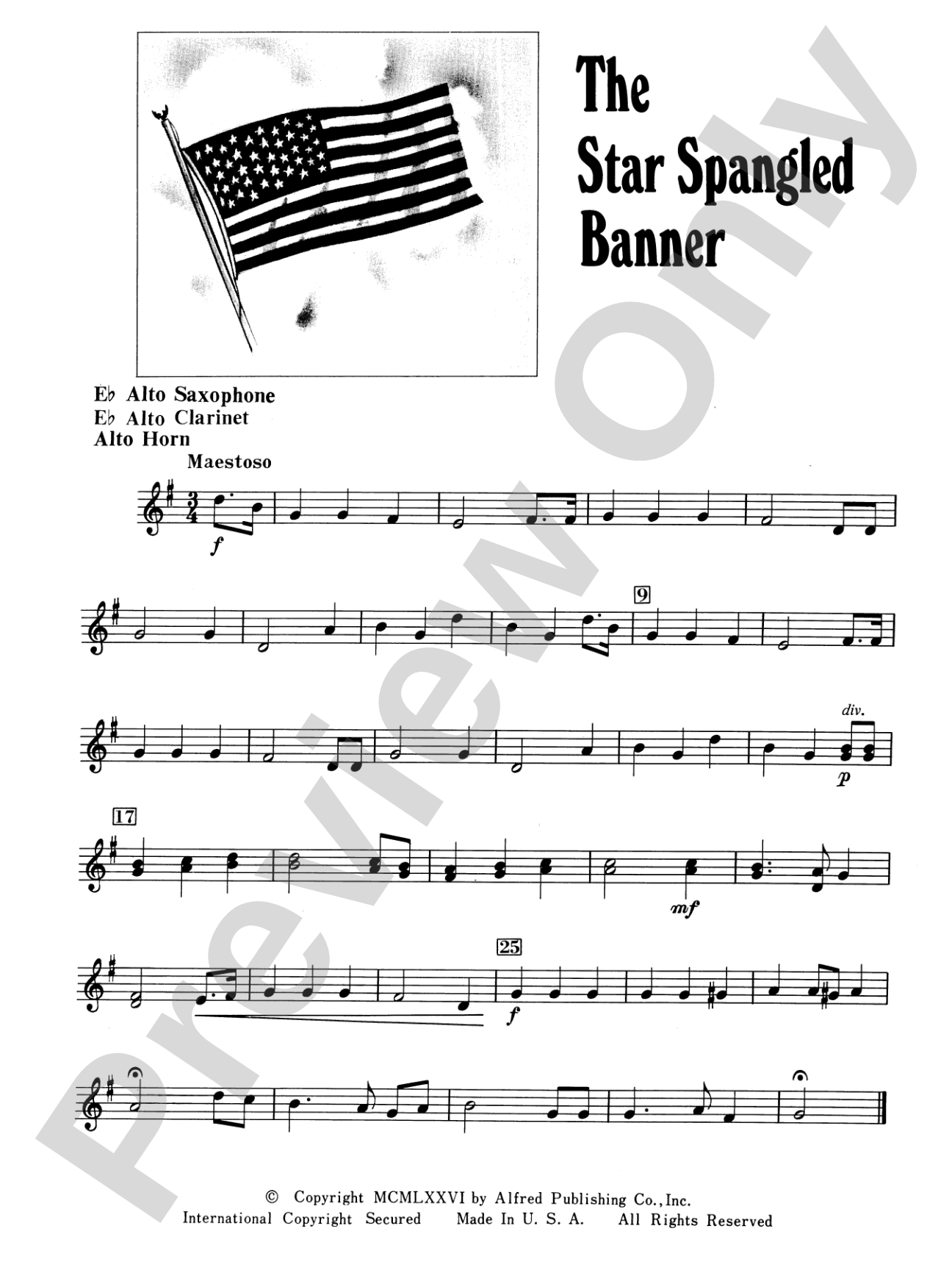 The Star Spangled Banner: E-flat Alto Saxophone