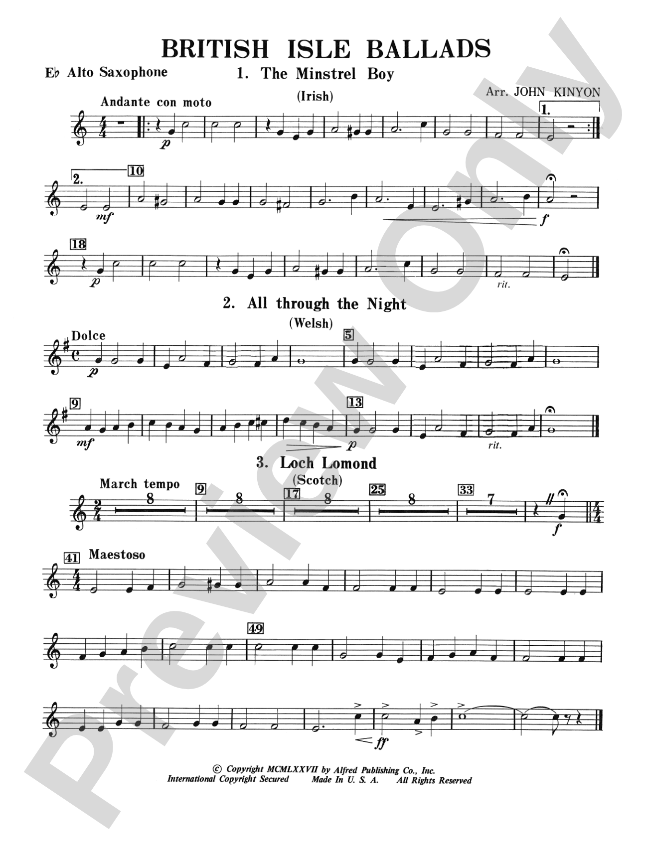 British Isle Ballads: E-flat Alto Saxophone