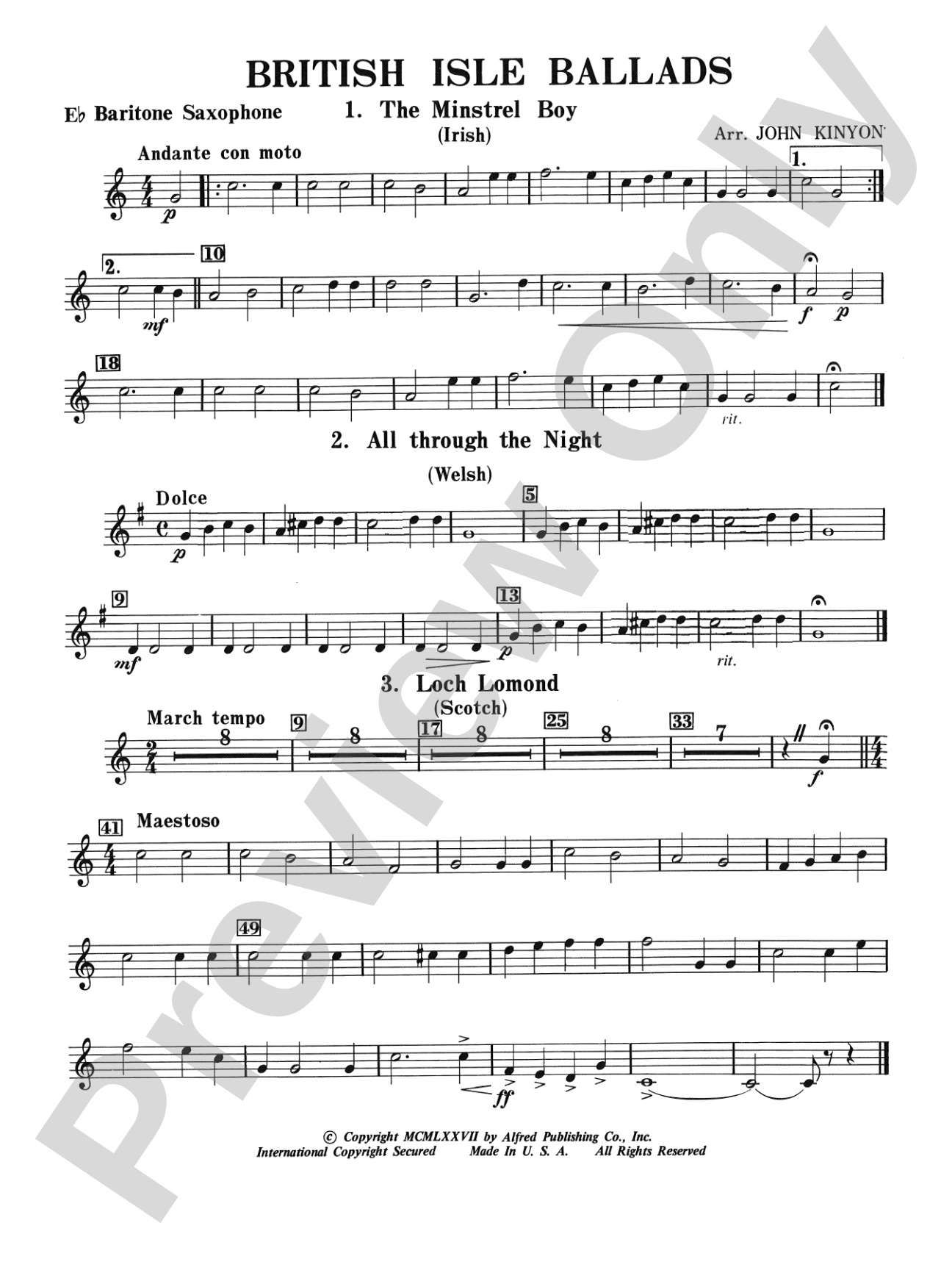 British Isle Ballads: E-flat Baritone Saxophone