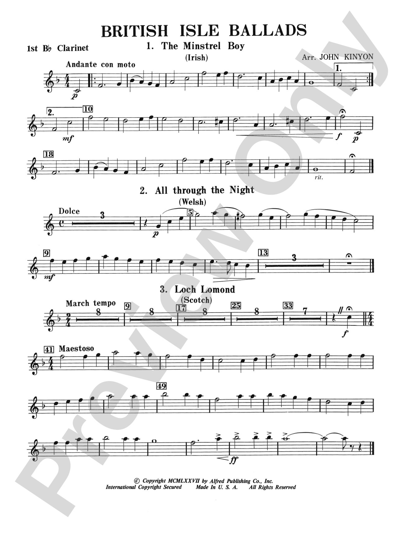 British Isle Ballads: 1st B-flat Clarinet