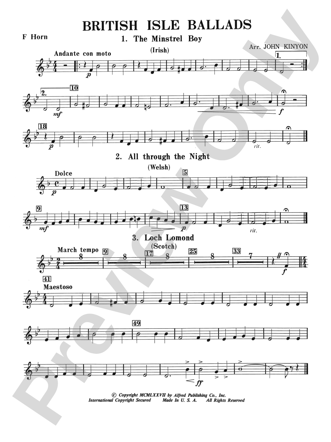 British Isle Ballads: 1st F Horn