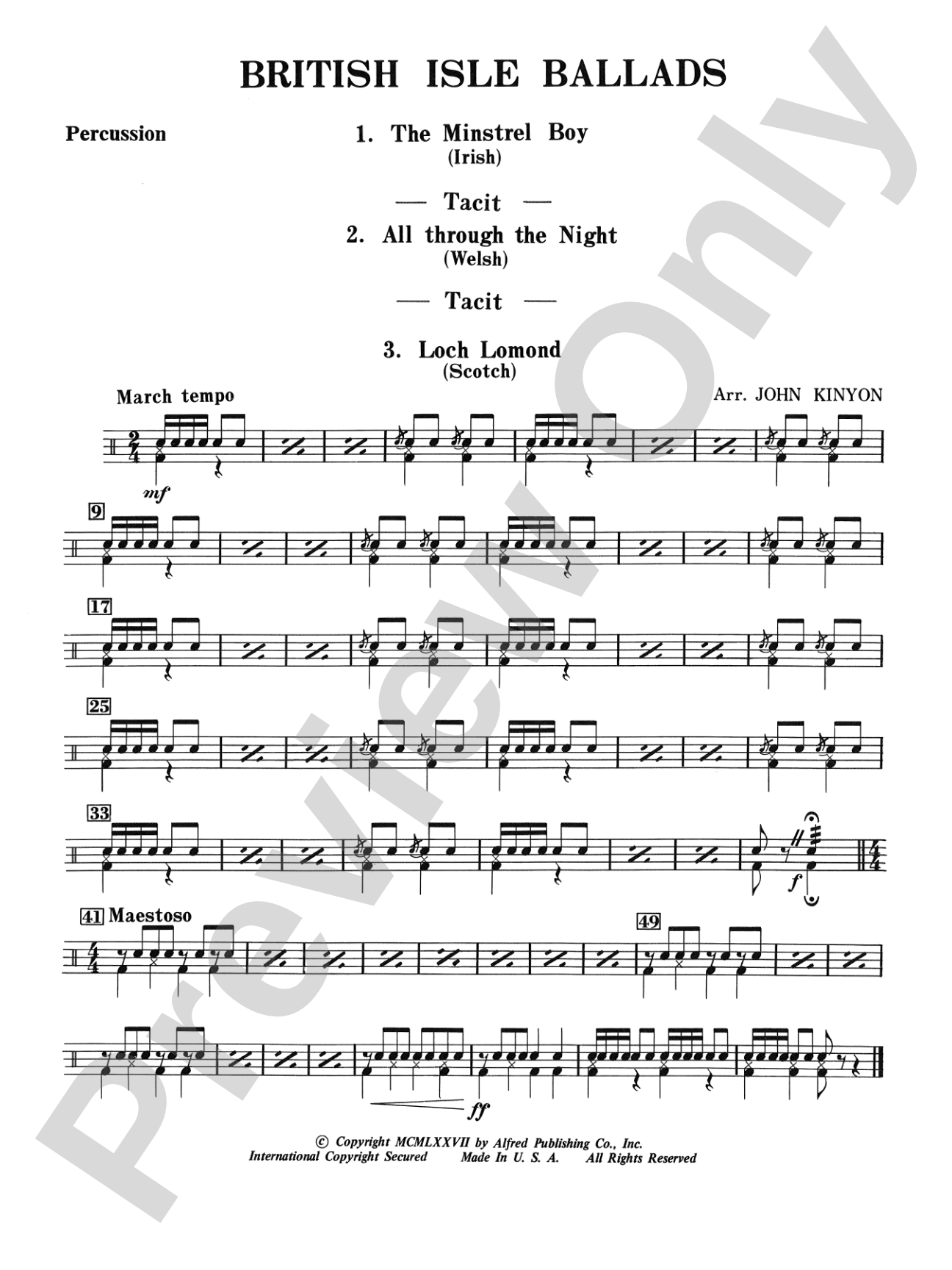 British Isle Ballads: 1st Percussion