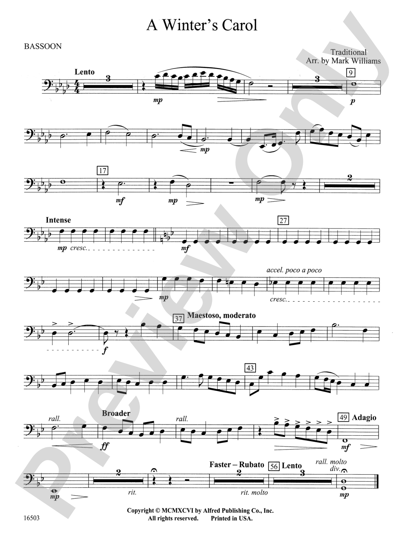 A Winter's Carol: Bassoon