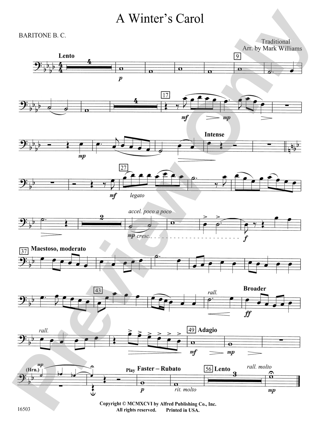 A Winter's Carol: Baritone B.C.