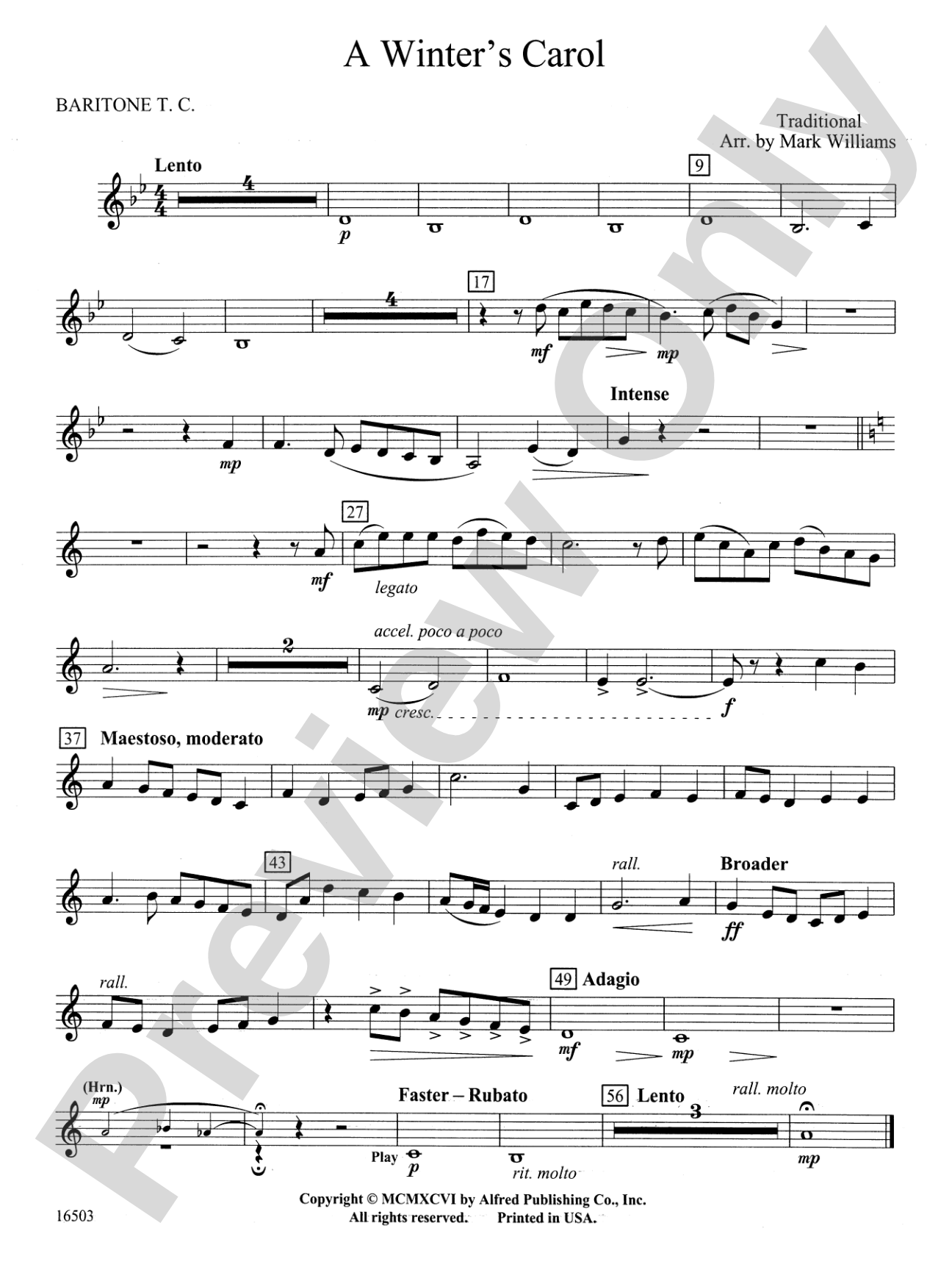 A Winter's Carol: Baritone T.C.