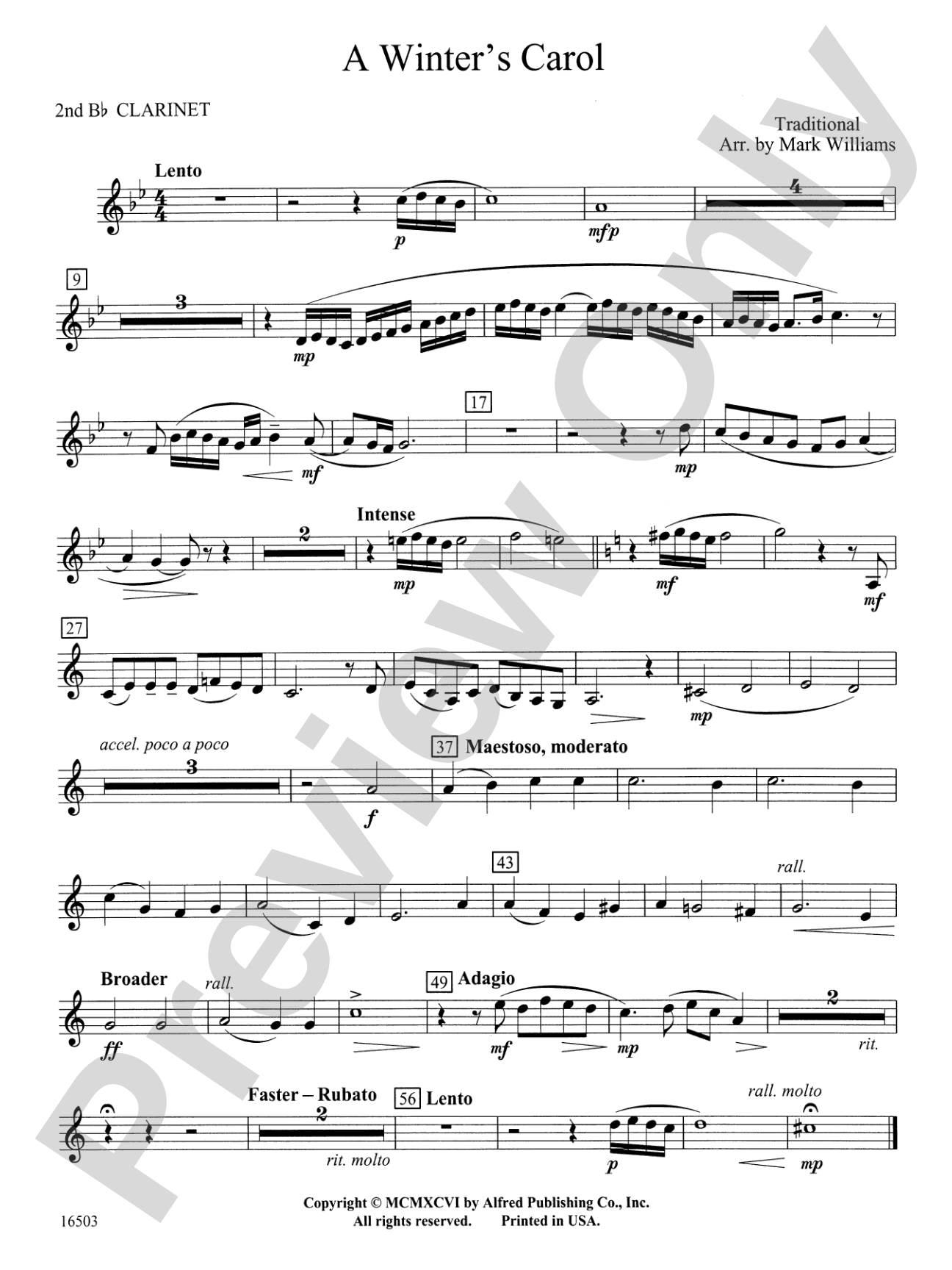 A Winter's Carol: 2nd B-flat Clarinet