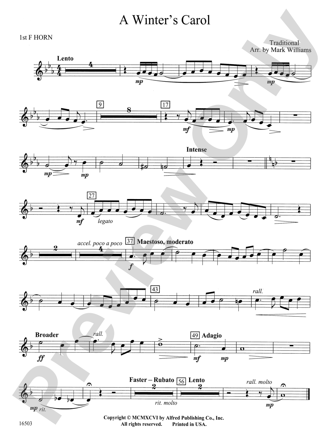 A Winter's Carol: 1st F Horn