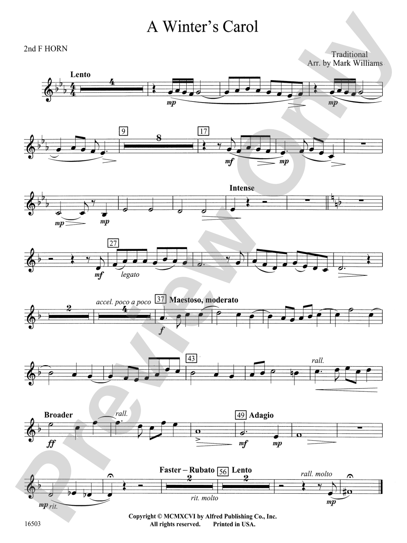 A Winter's Carol: 2nd F Horn