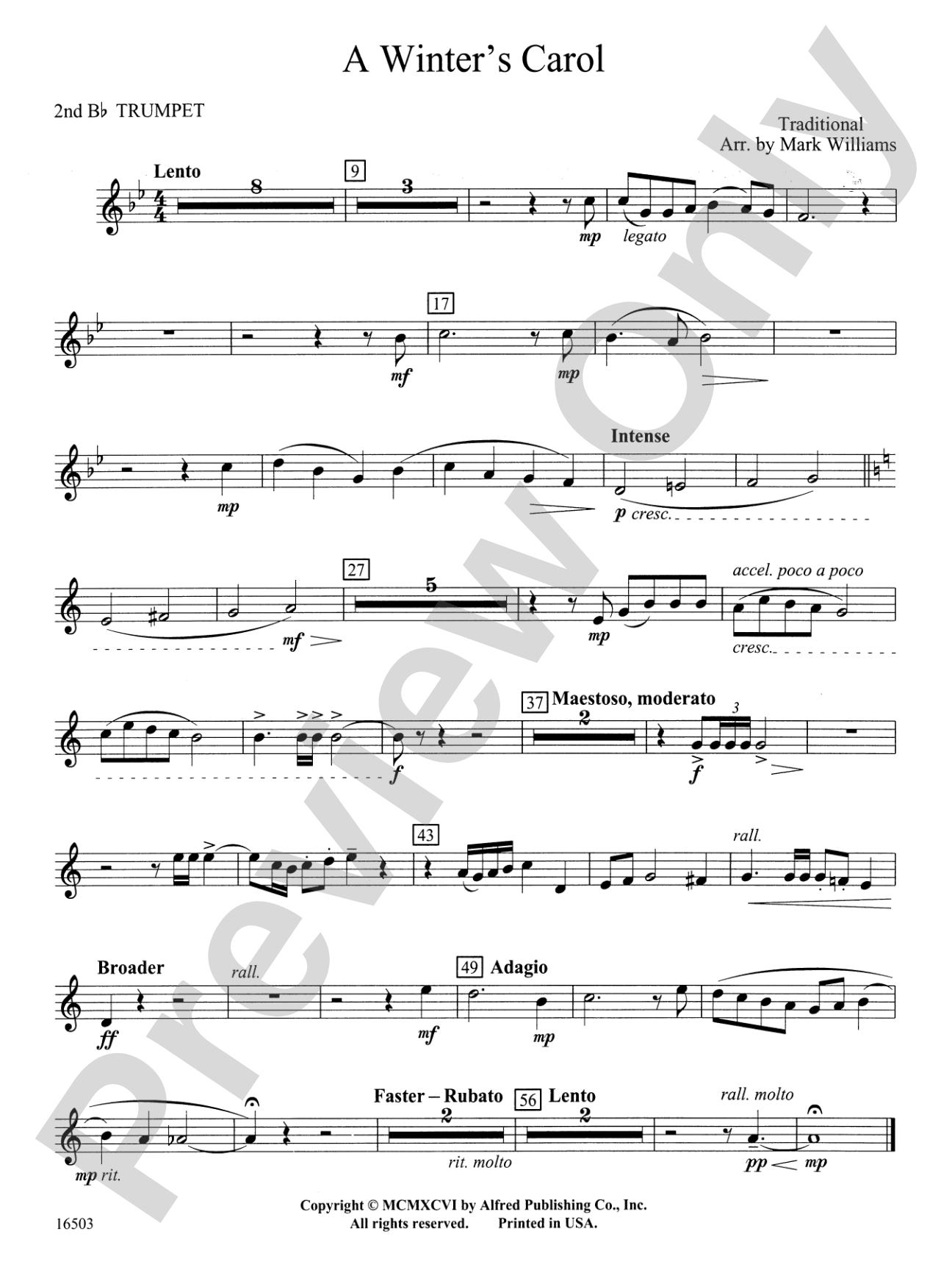 A Winter's Carol: 2nd B-flat Trumpet