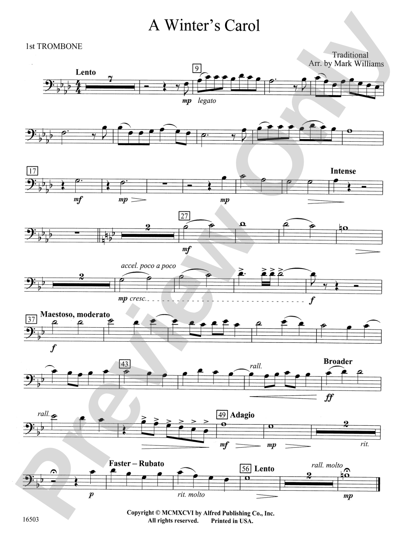 A Winter's Carol: 1st Trombone