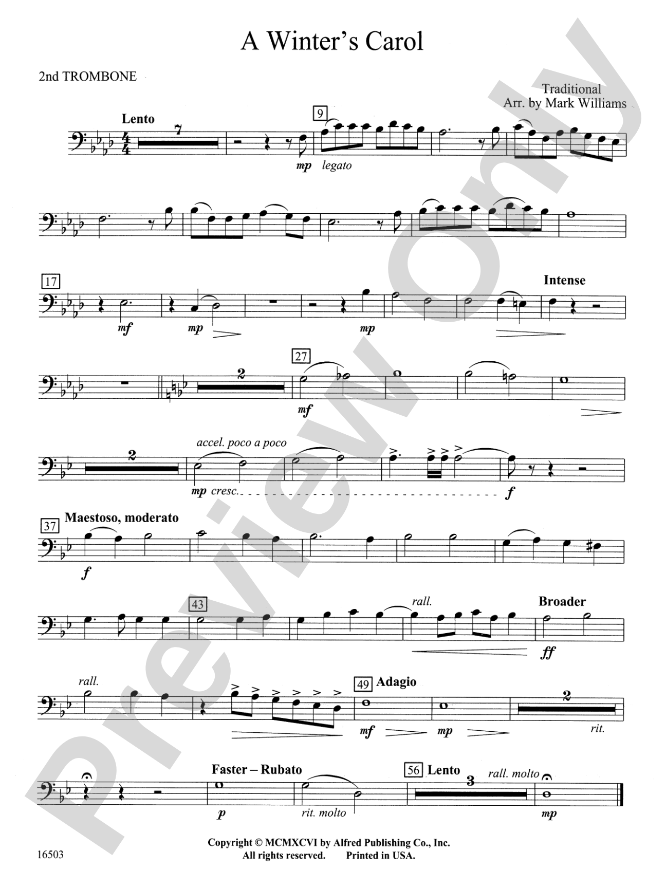 A Winter's Carol: 2nd Trombone