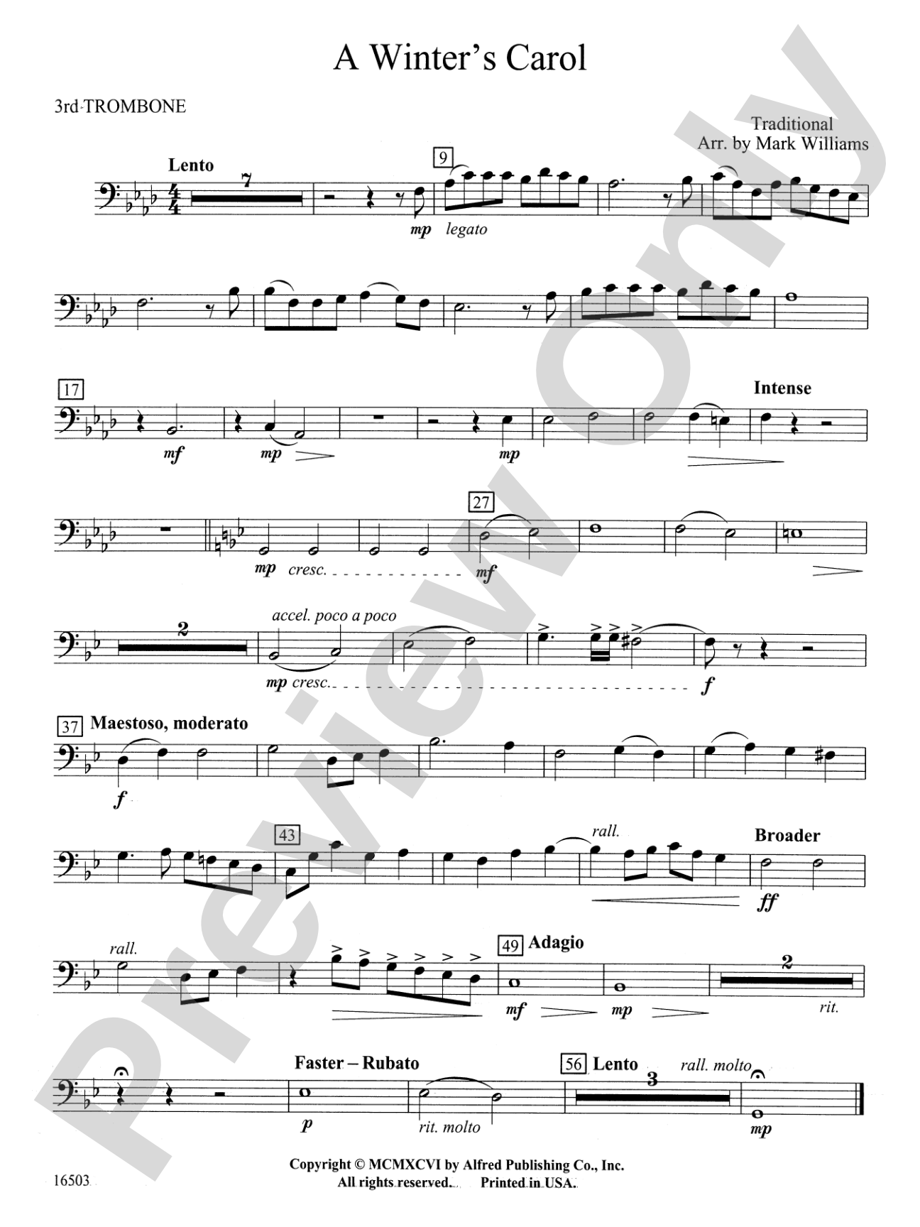 A Winter's Carol: 3rd Trombone