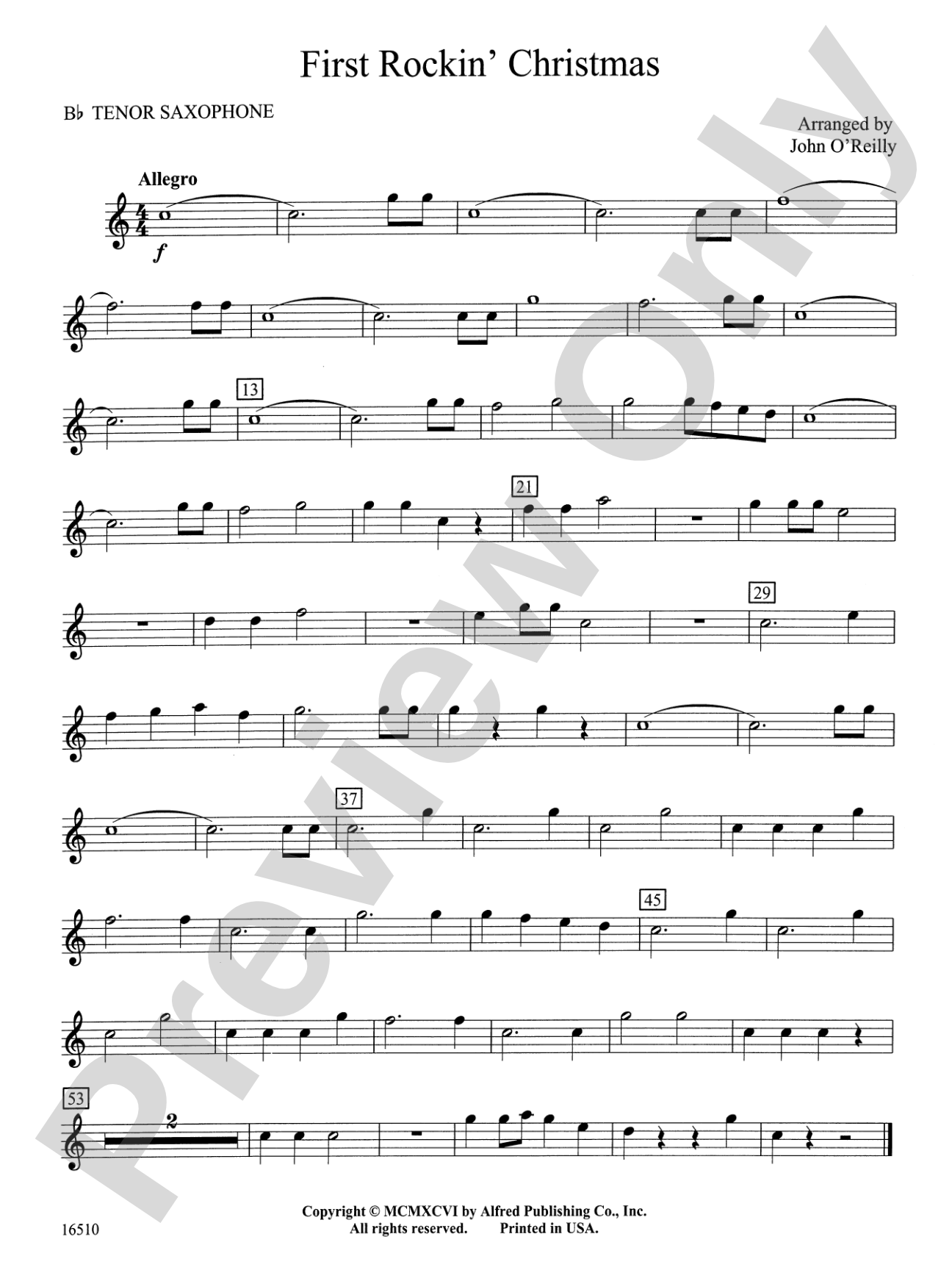 First Rockin' Christmas: B-flat Tenor Saxophone