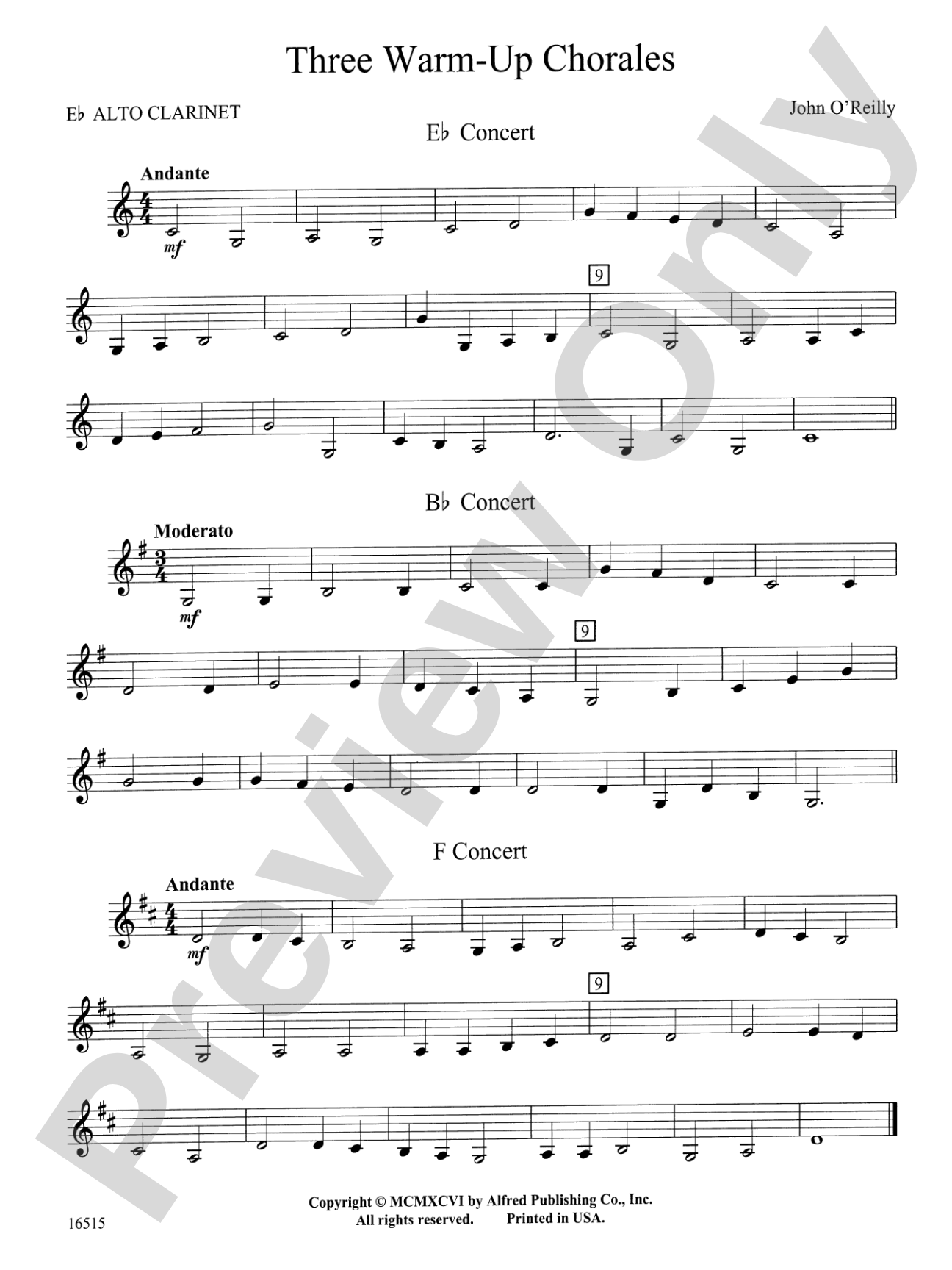 Three Warm-Up Chorales: E-flat Alto Clarinet