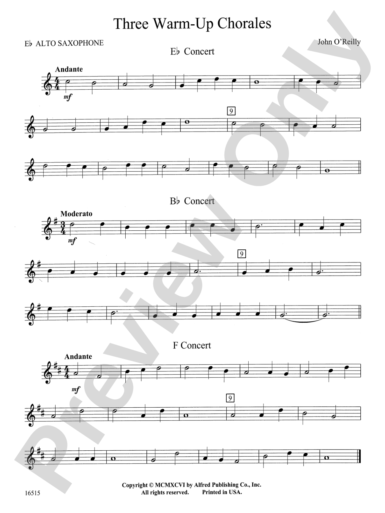 Three Warm-Up Chorales: E-flat Alto Saxophone