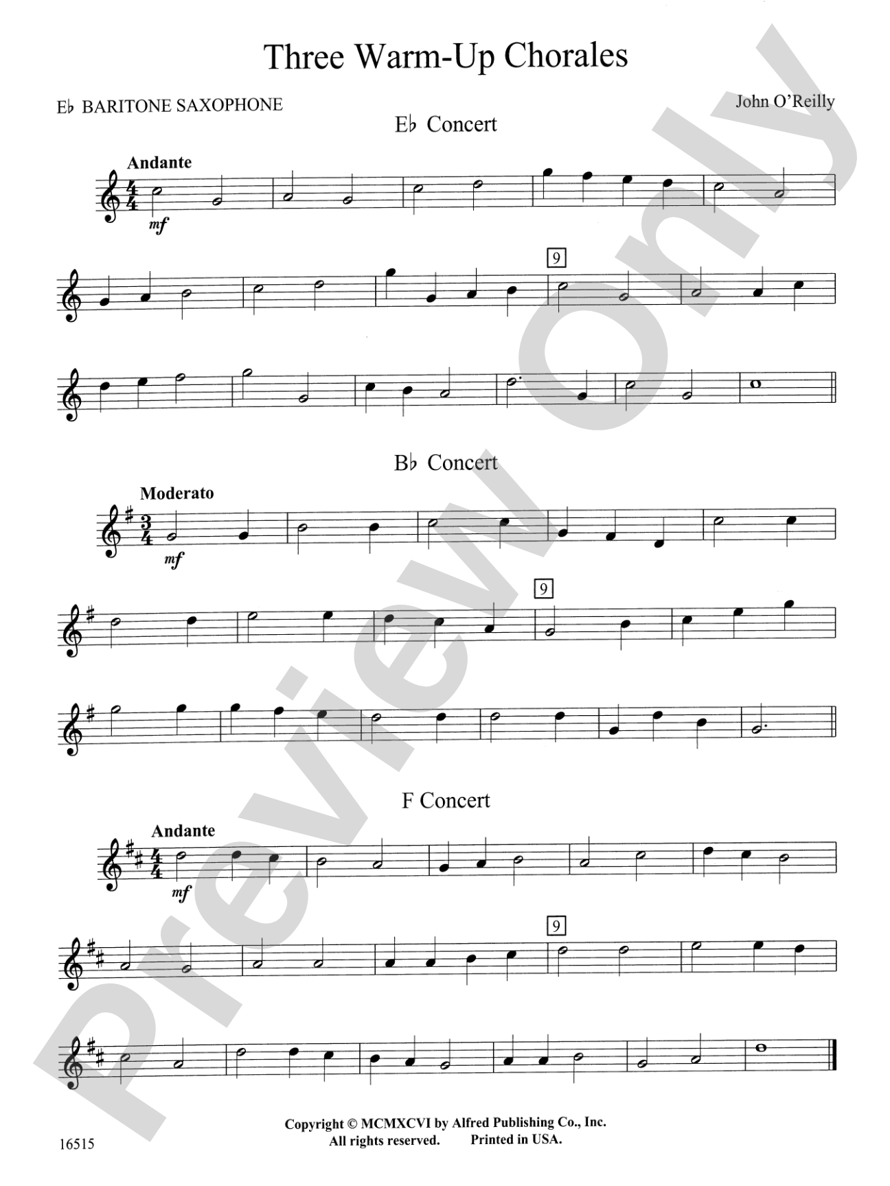 Three Warm-Up Chorales: E-flat Baritone Saxophone