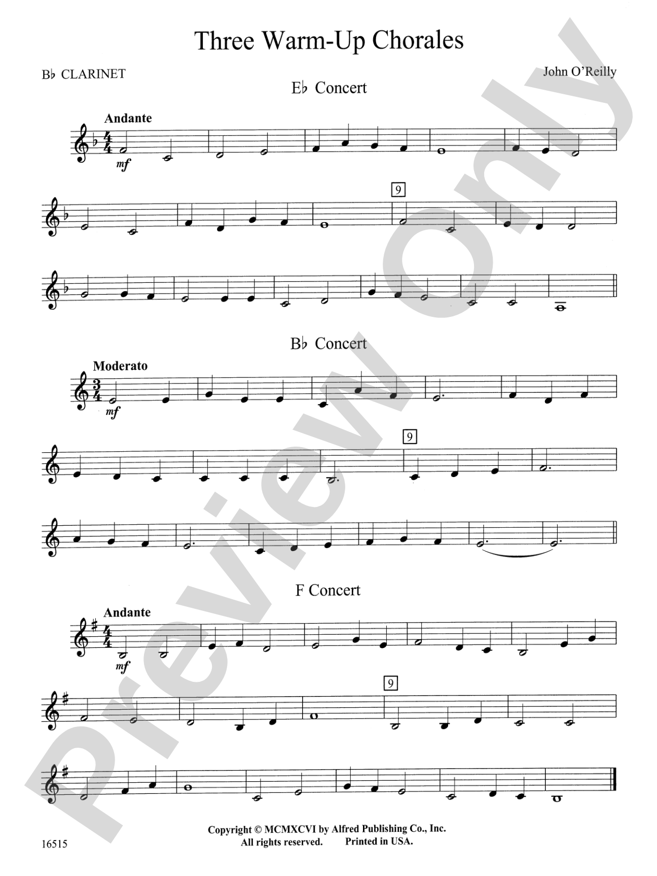 Three Warm-Up Chorales: 1st B-flat Clarinet