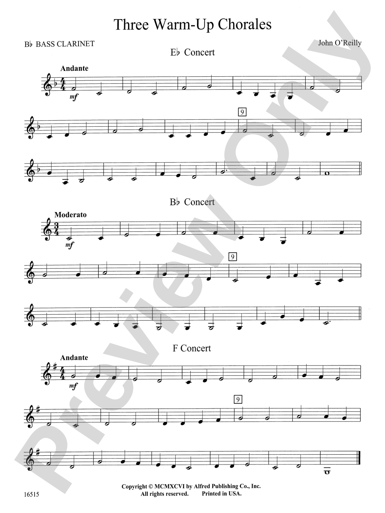 Three Warm-Up Chorales: B-flat Bass Clarinet
