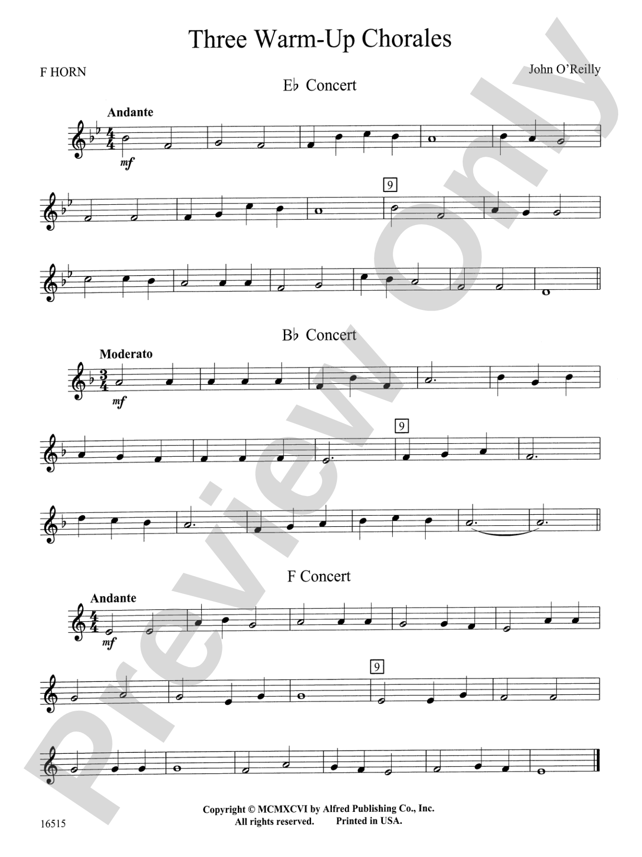 Three Warm-Up Chorales: 1st F Horn