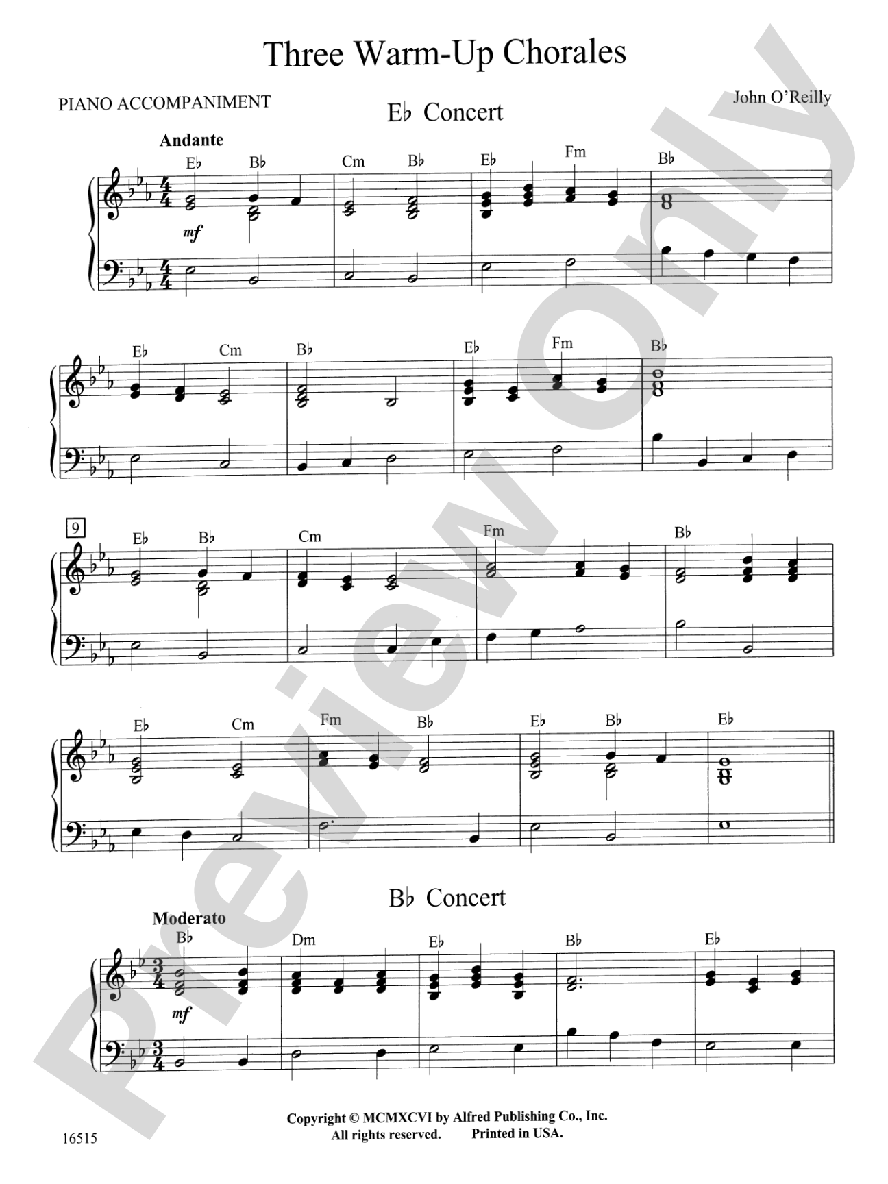 Three Warm-Up Chorales: Piano Accompaniment