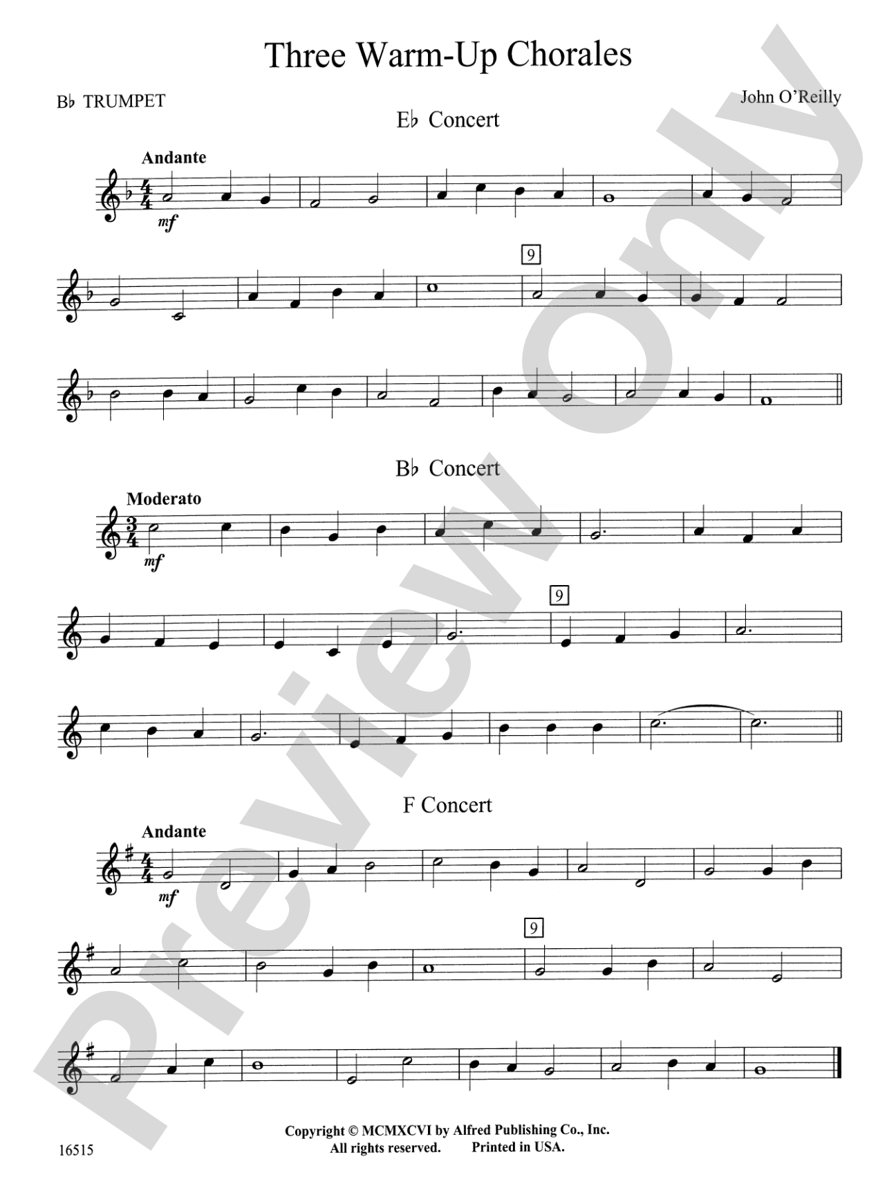 Three Warm-Up Chorales: 1st B-flat Trumpet