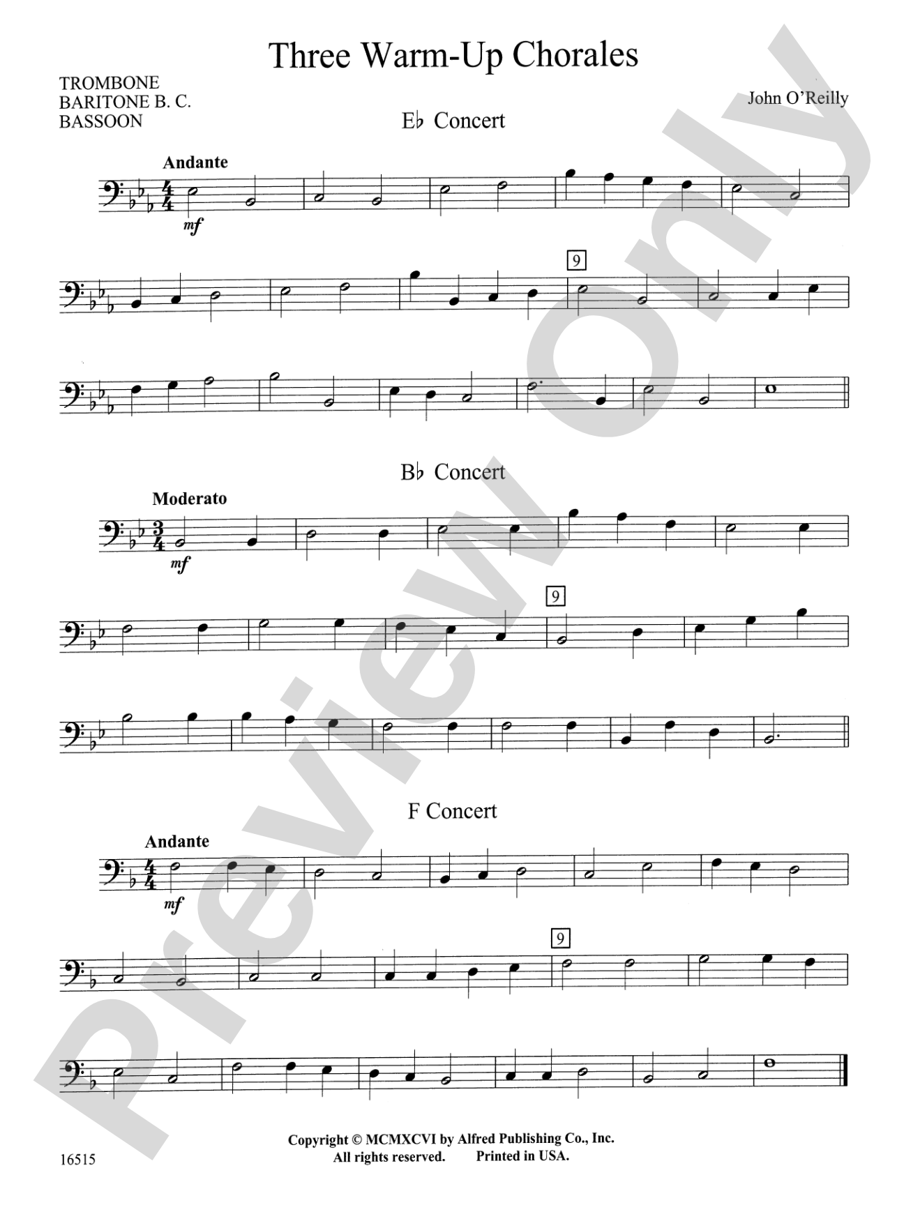 Three Warm-Up Chorales: 1st Trombone