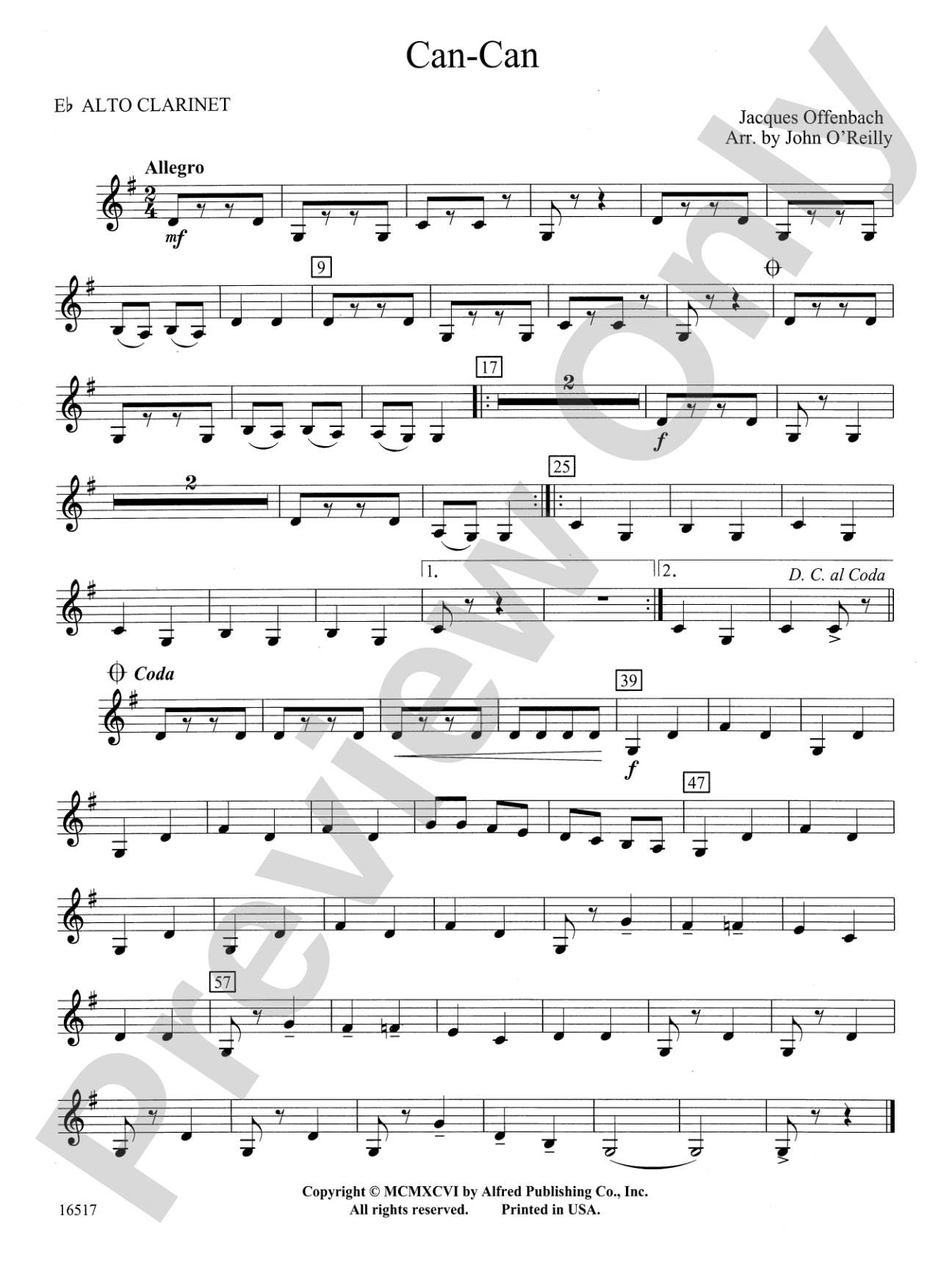 Can-Can: E-flat Alto Clarinet