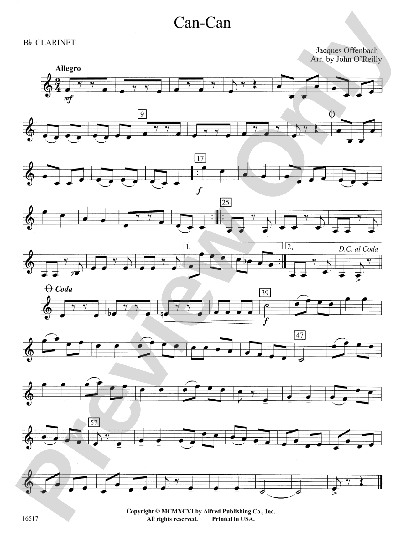 Can-Can: 1st B-flat Clarinet