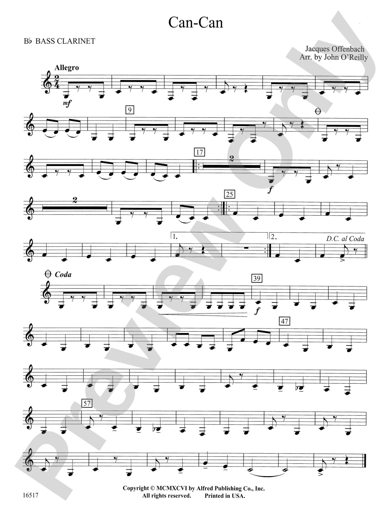 Can-Can: B-flat Bass Clarinet